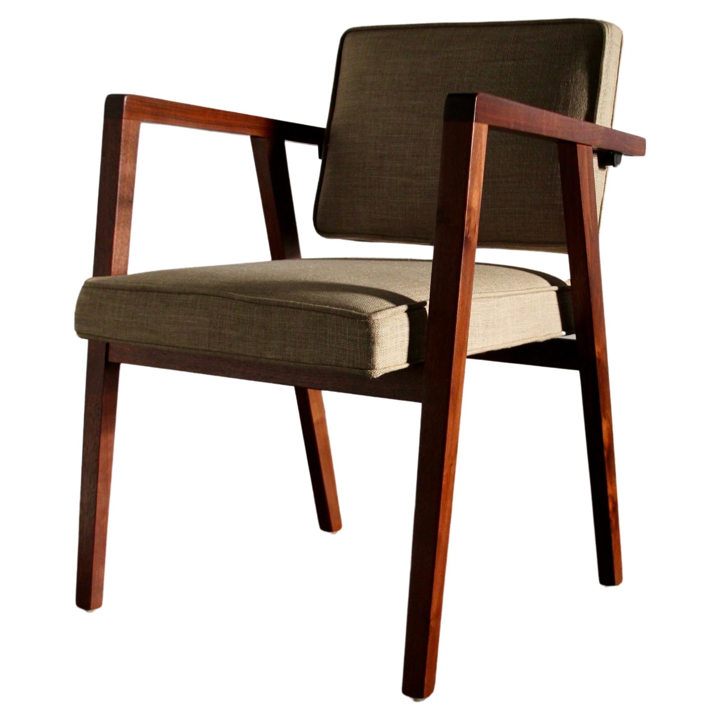 Early Franco Albini for Knoll 'No. 48' Walnut and Linen Accent Chair, 1949