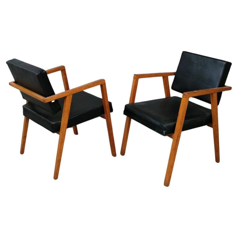 Early Franco Albini Pair of Oak "Luisa"/ N°48 Dining Chair by Knoll, ca. 1949 For Sale