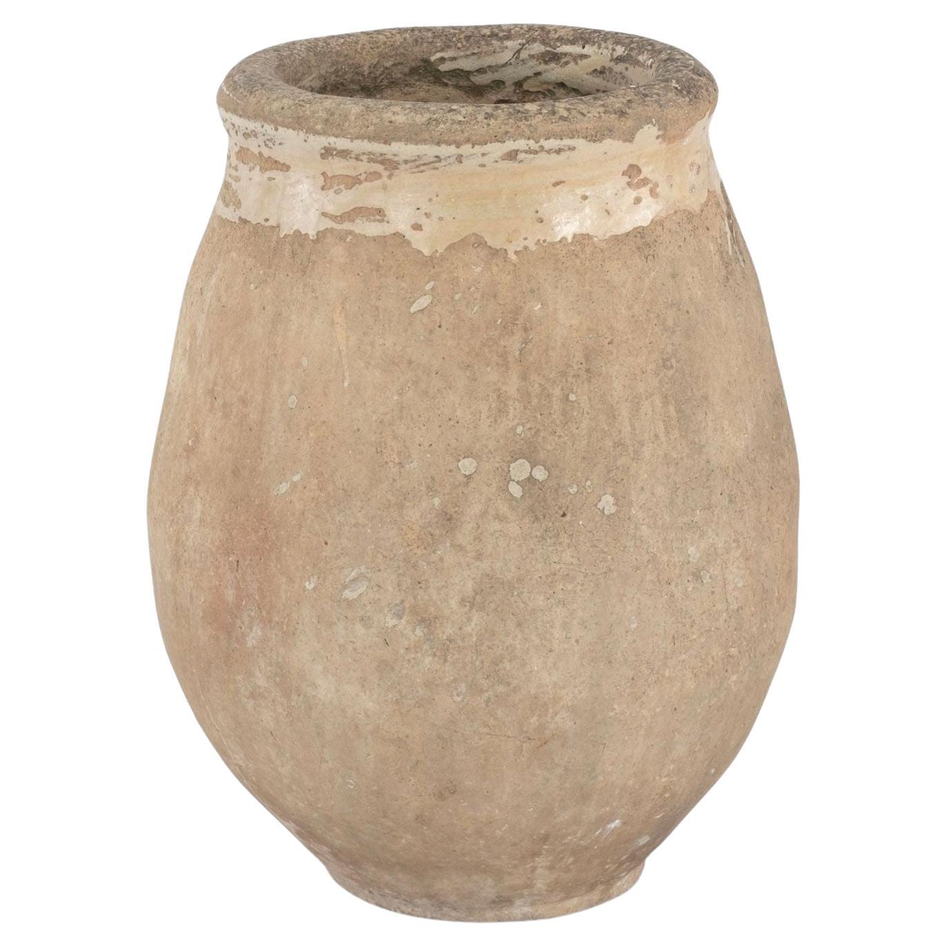 Early French Biot Jar with Remnants of Yellow Glaze For Sale