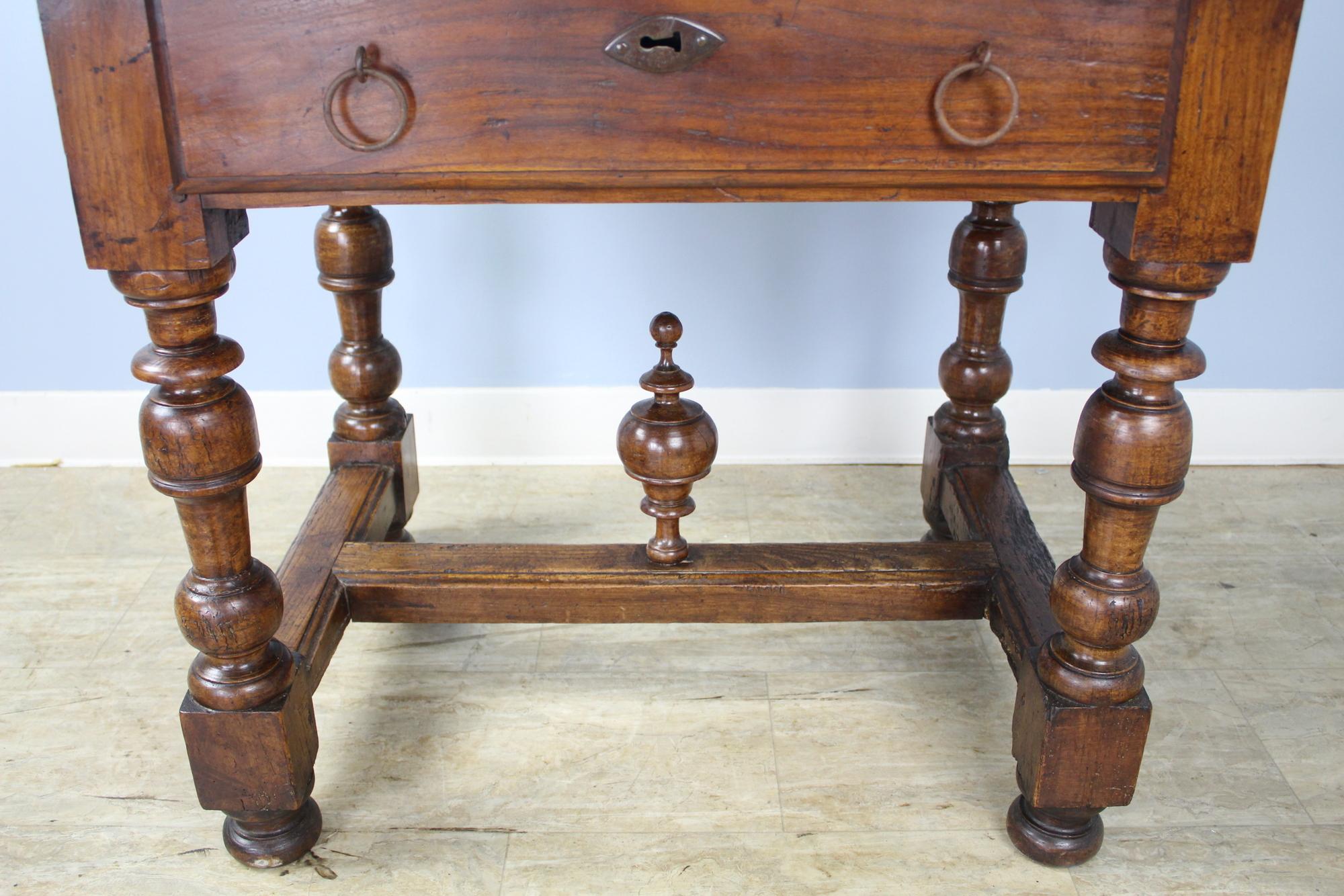 18th Century Early French Cherry Lamp Table with Original Finial