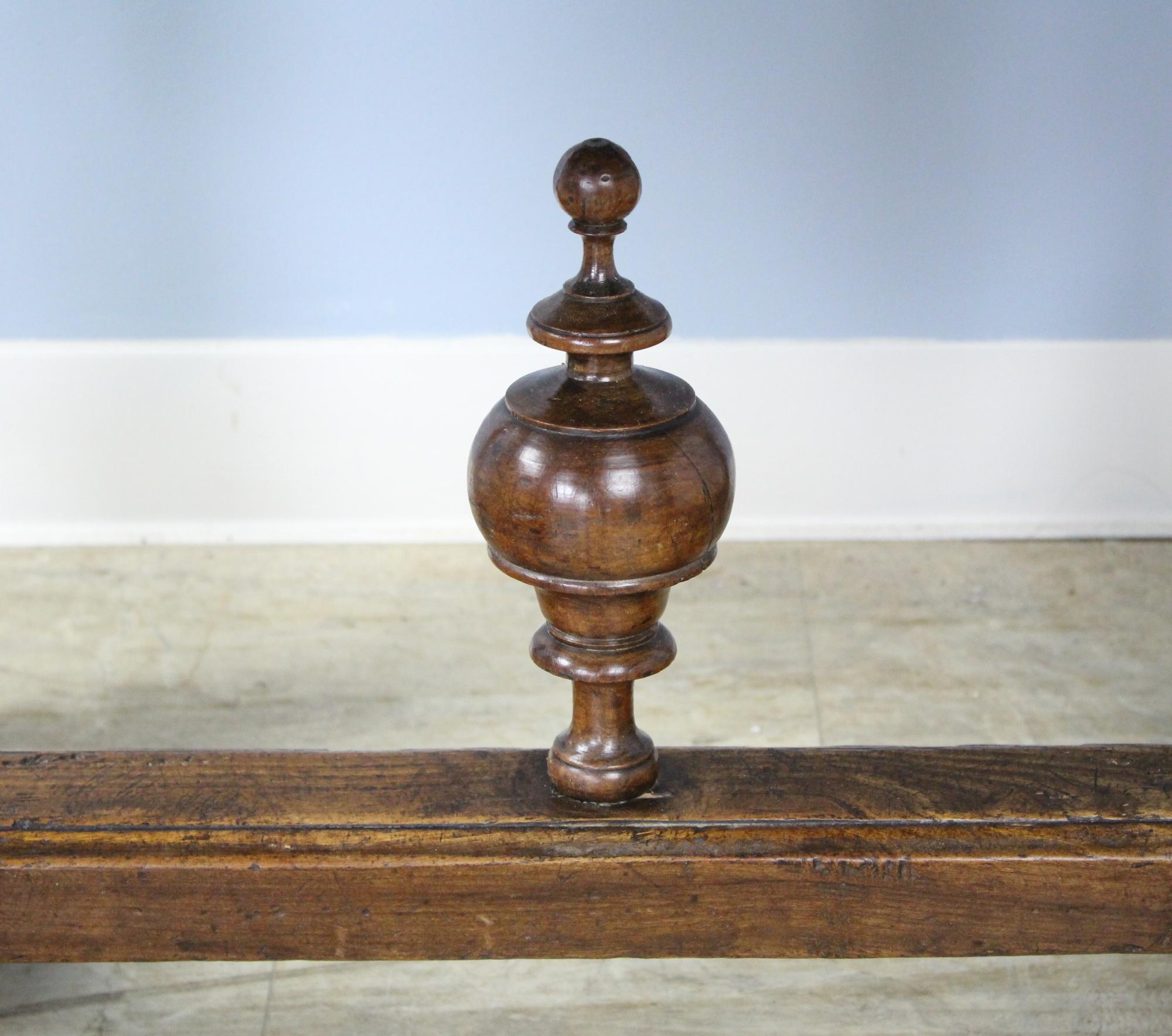 Early French Cherry Lamp Table with Original Finial 1