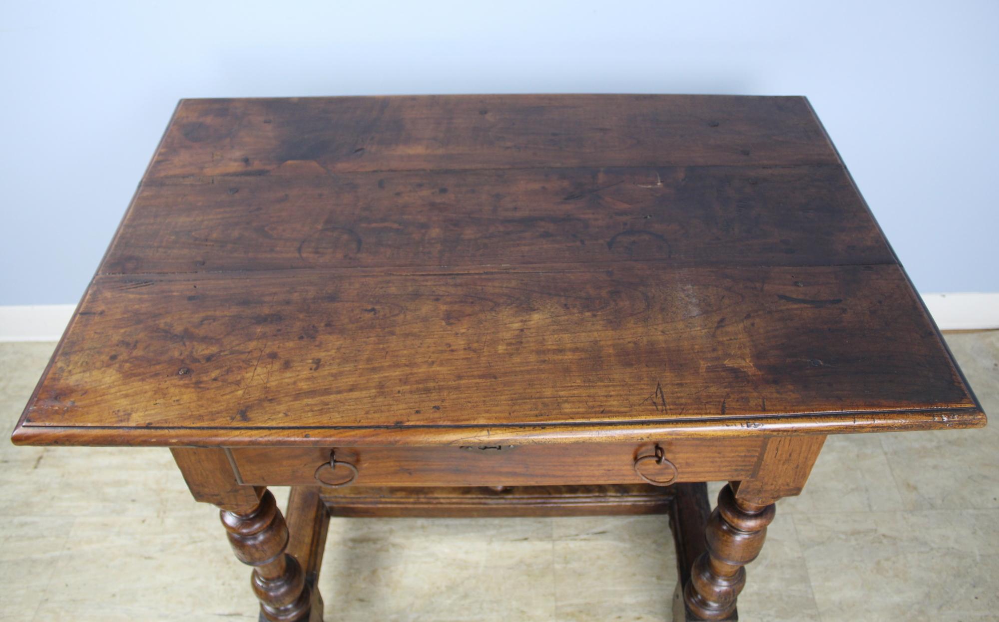 Early French Cherry Lamp Table with Original Finial 4