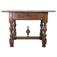 Early French Cherry Lamp Table with Original Finial