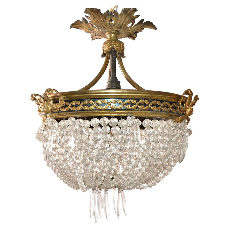 French Empire Style Chandelier, Bronze Dore and Crystal with 13 Lights For  Sale at 1stDibs