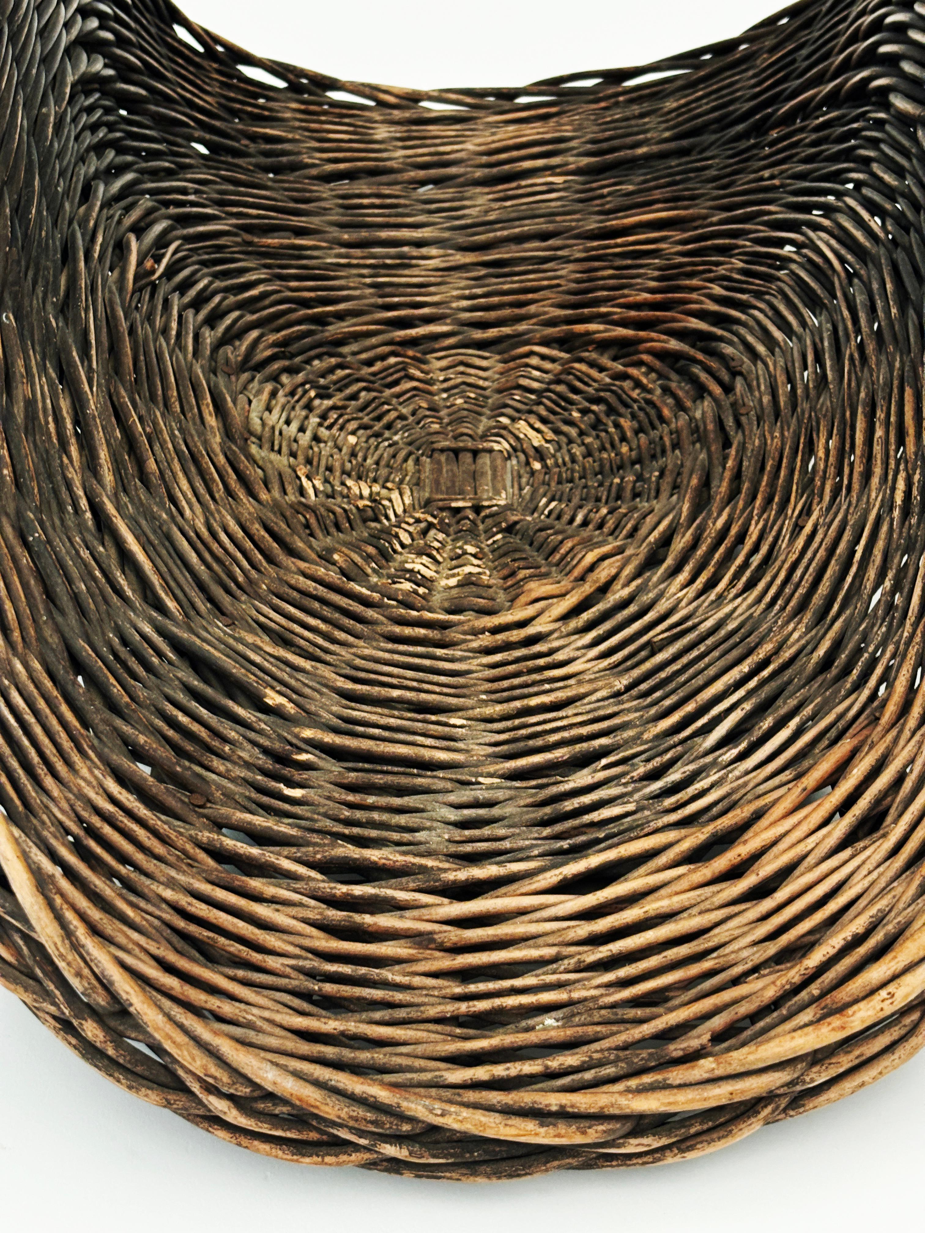 Cesta de recolección francesa antigua Mimbre en venta