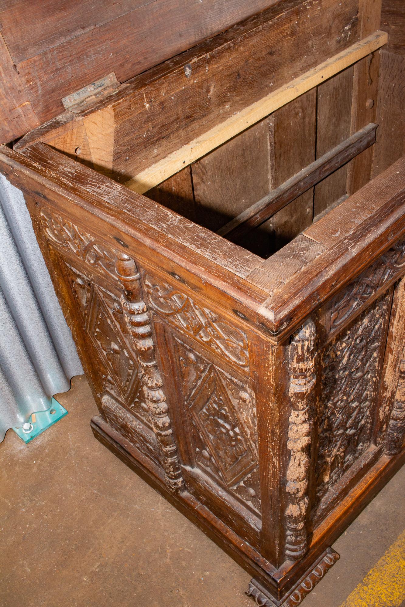 Early French Gothic Wood Trunk 10