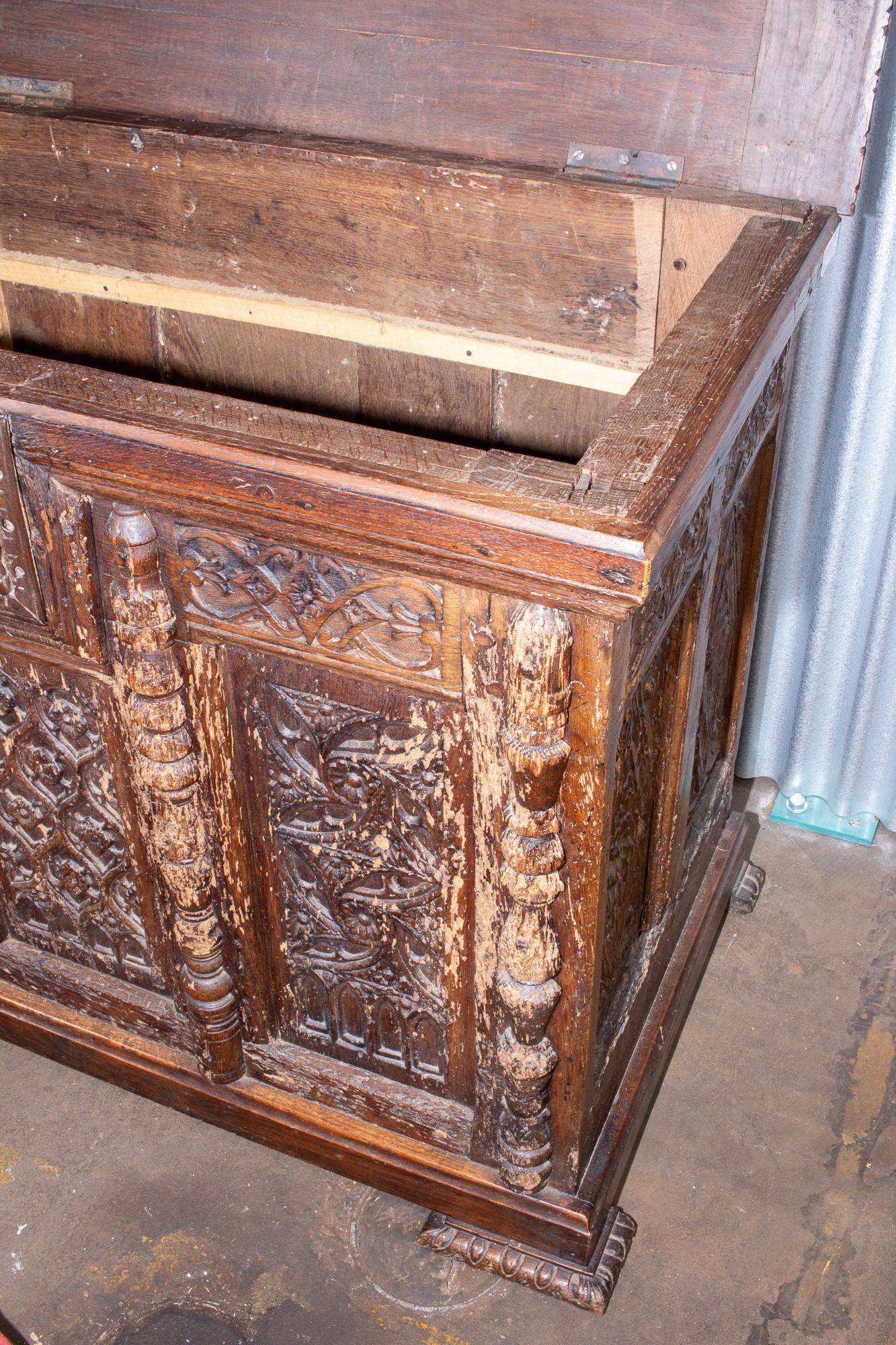 Early French Gothic Wood Trunk 11