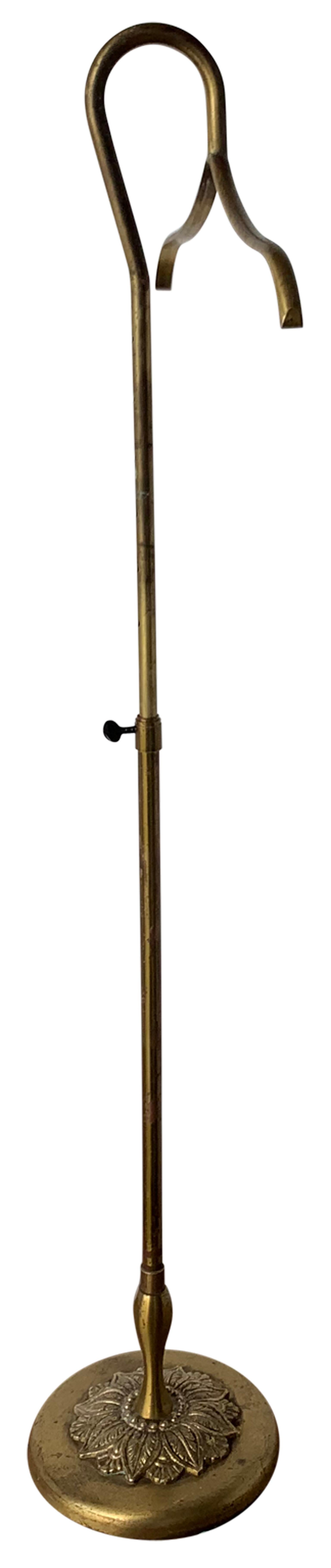 Art Deco Early French Height Adjustable Brass Coat or Shirt Holder Stand