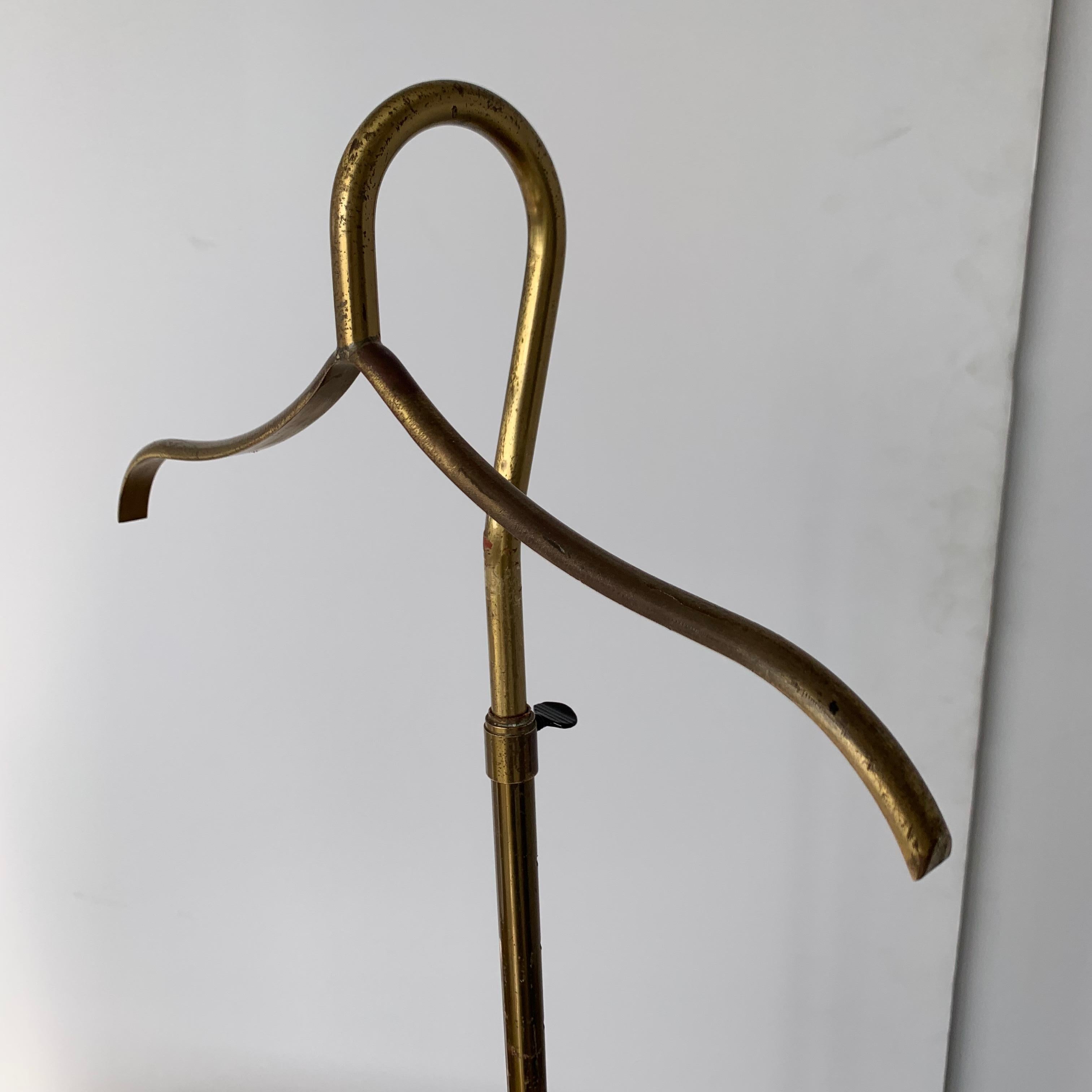 20th Century Early French Height Adjustable Brass Coat or Shirt Holder Stand