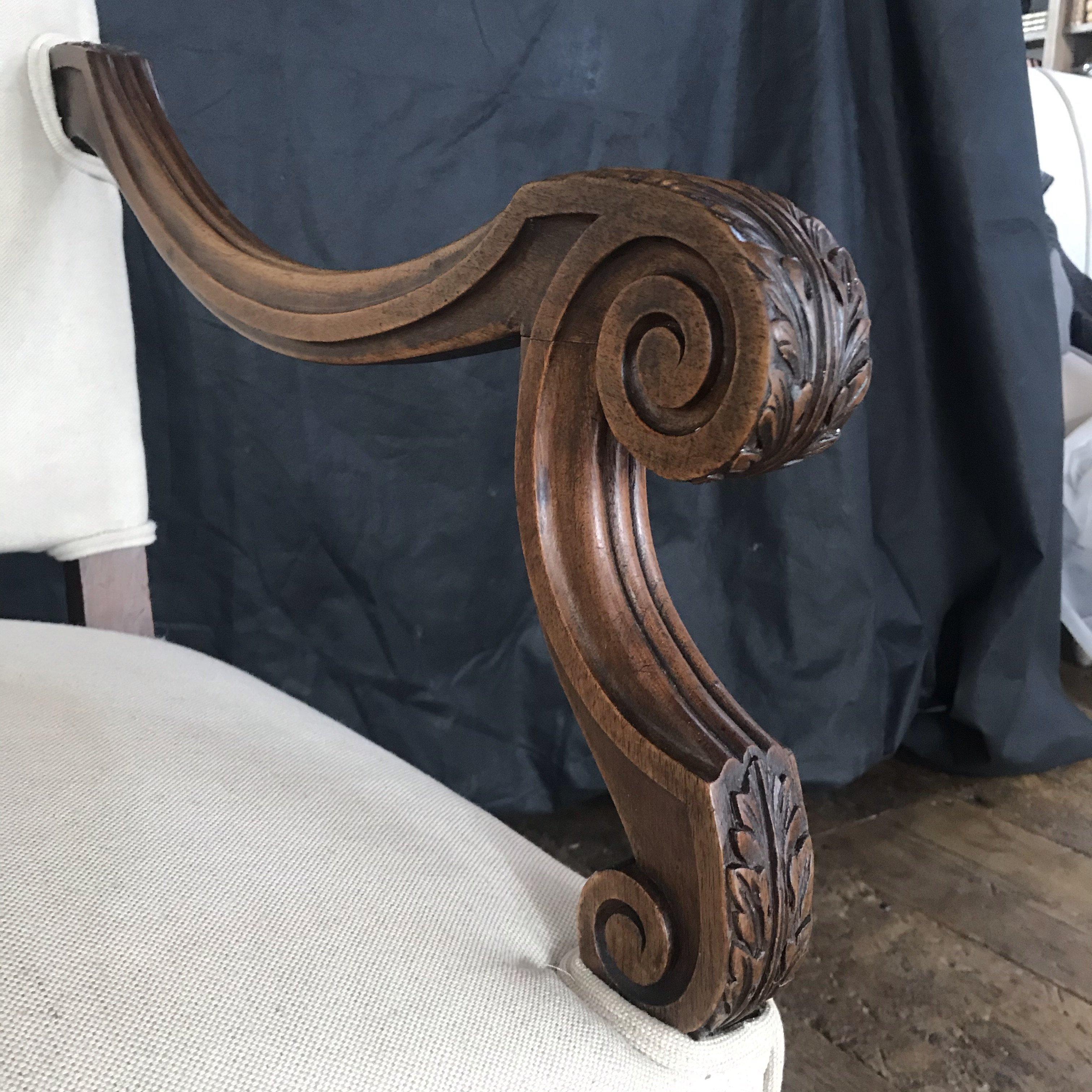 Early French Louis XV French Carved Armchair with New Upholstery For Sale 1