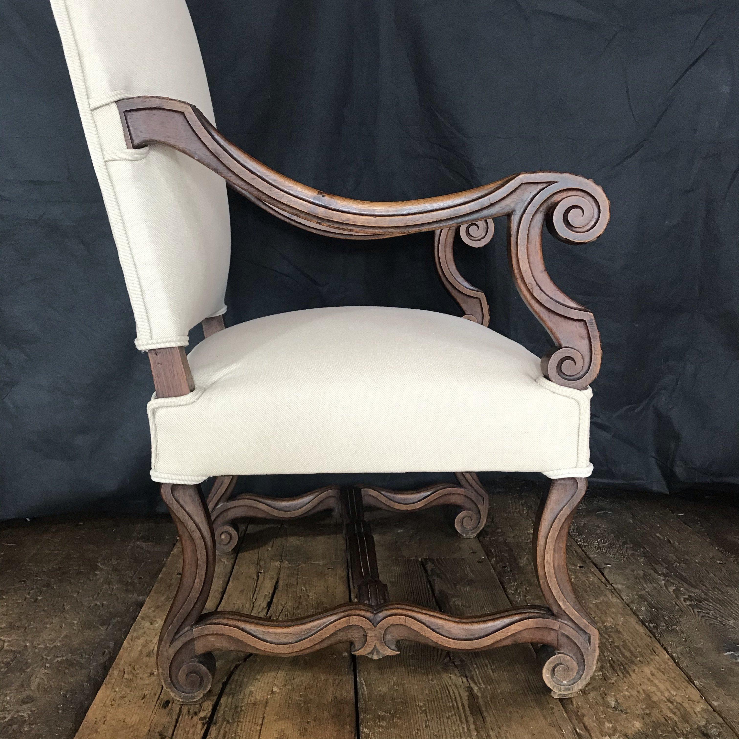 Early French Louis XV French Carved Armchair with New Upholstery For Sale 2