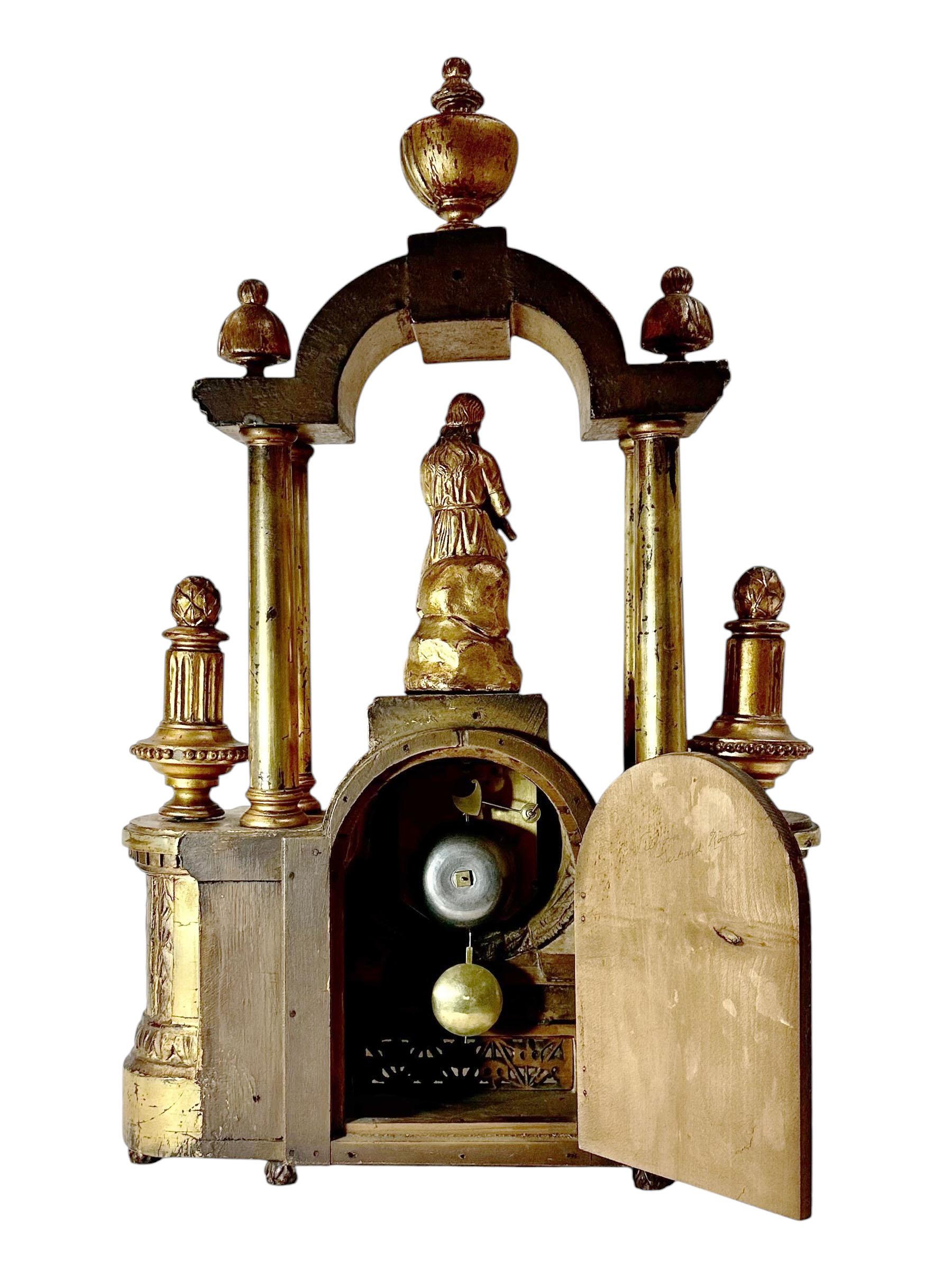 Frühe französische Louis-XVI-Uhr aus handgeschnitztem Giltwood im Angebot 5
