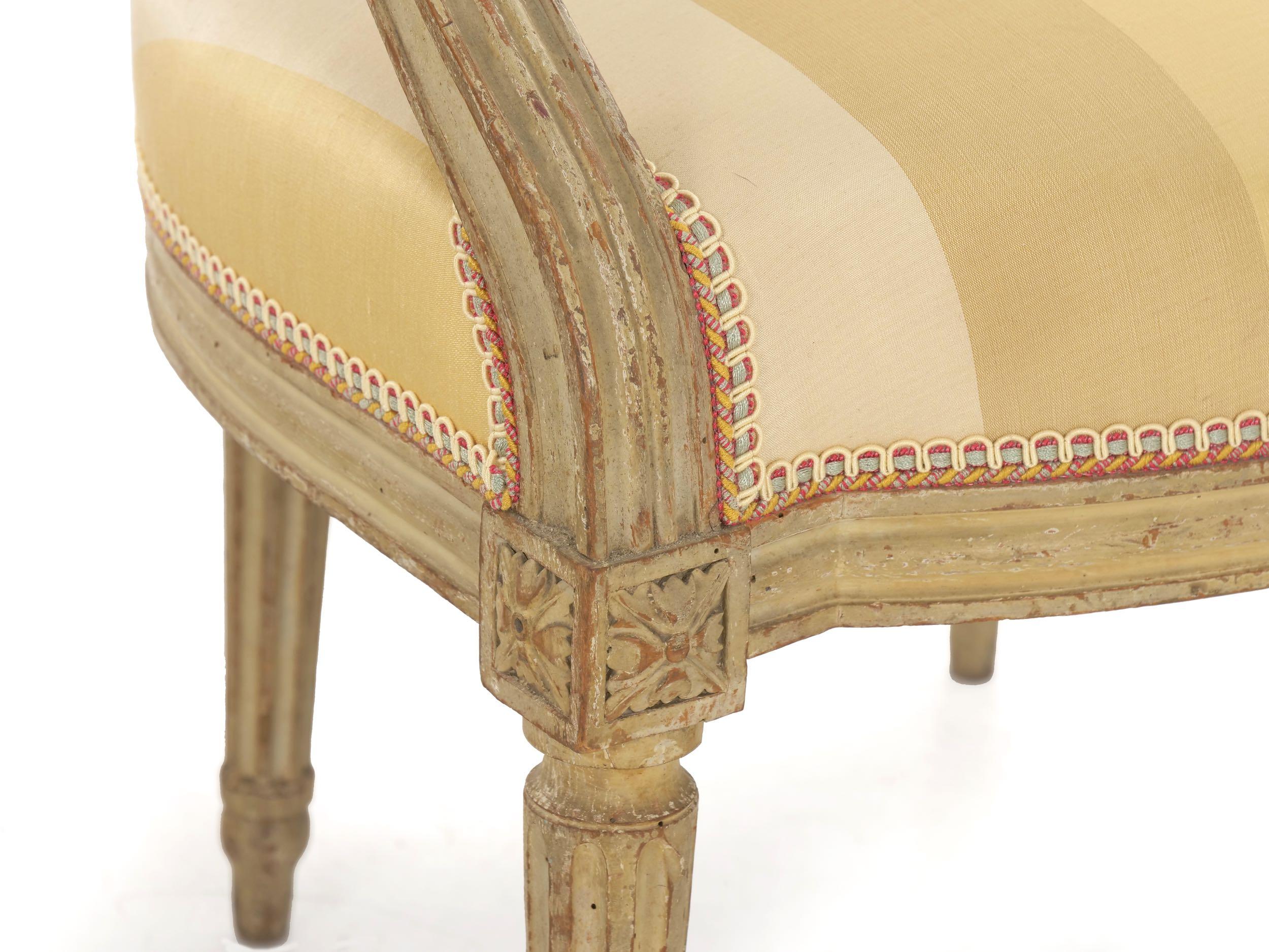 Early French Louis XVI Painted Antique Armchairs, a Pair 13