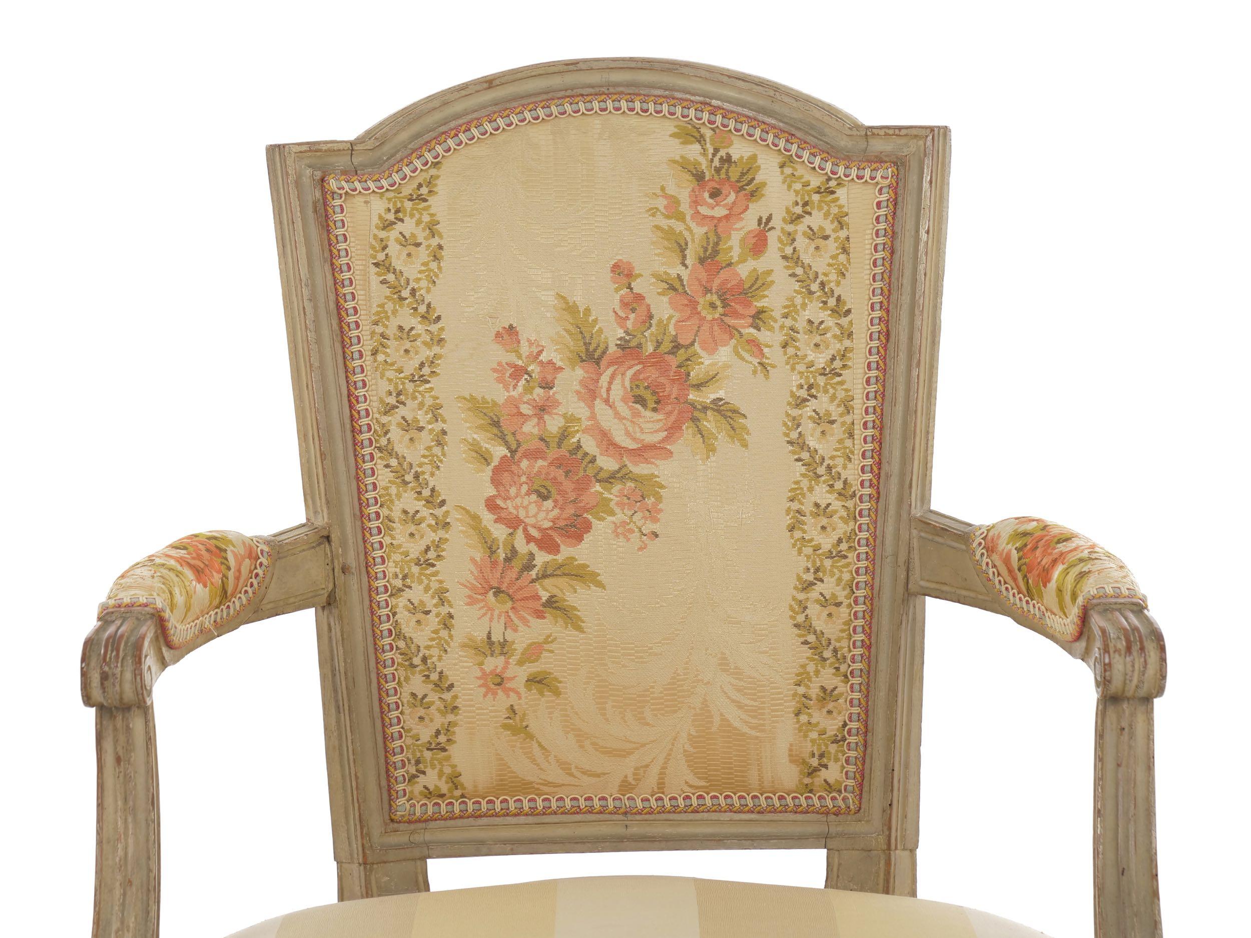 Early French Louis XVI Painted Antique Armchairs, a Pair 2