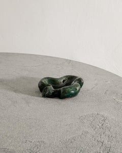 Early French Mid Century Green Stonware Ashtray by Georges Jouve, 1940s