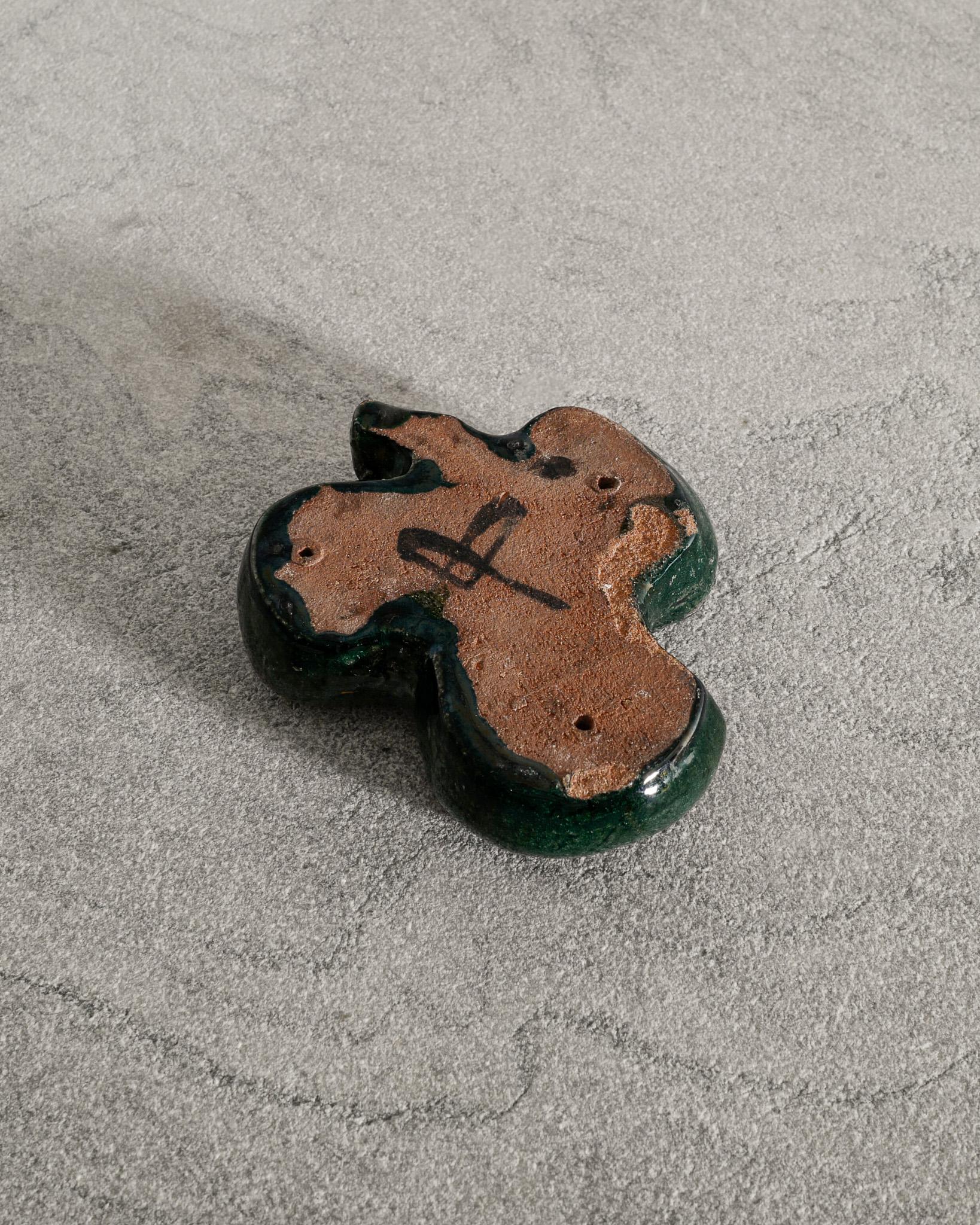 Stoneware Early French Mid Century Green Stonware Ashtray by Georges Jouve, 1940s For Sale