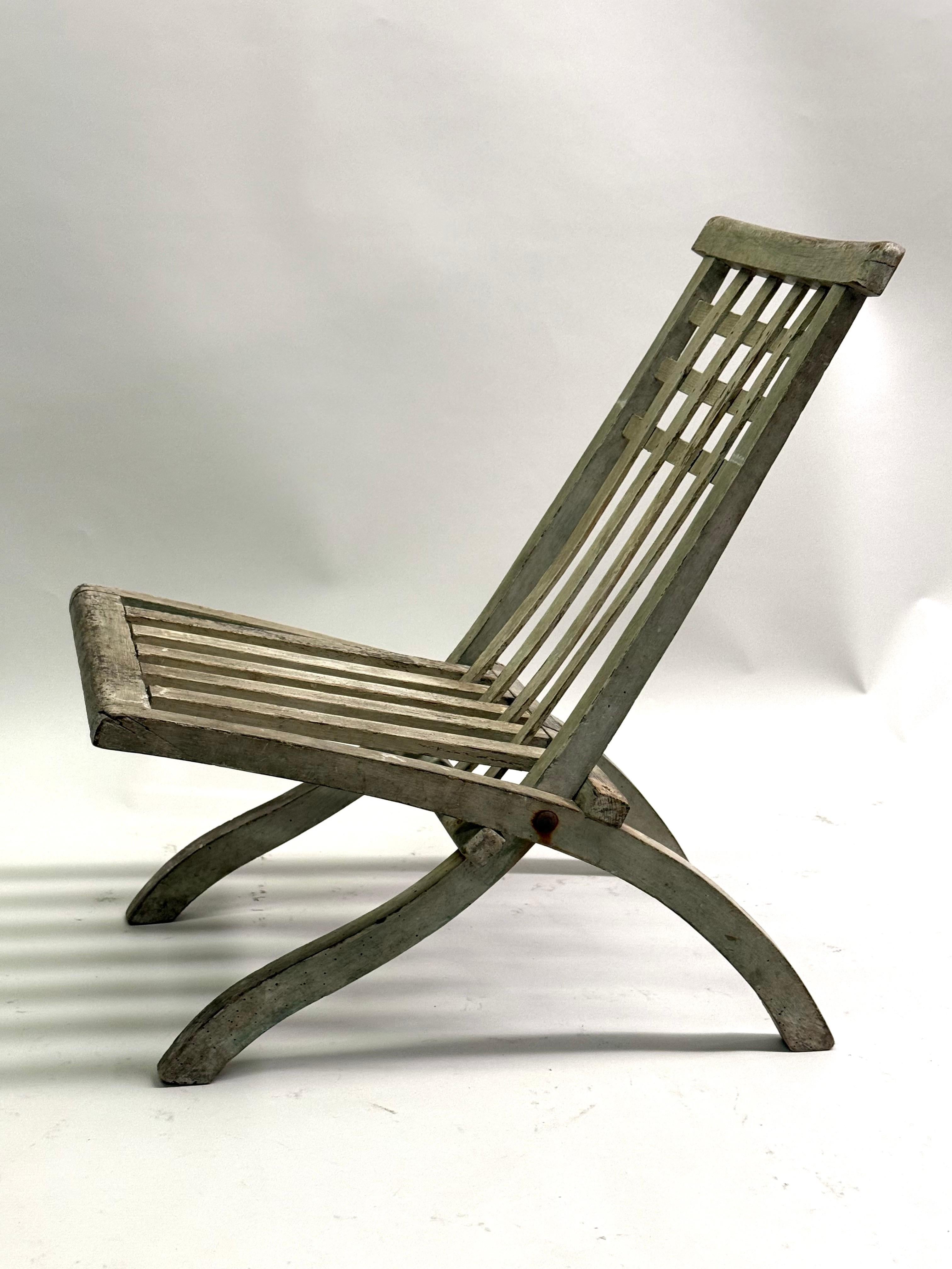 Hand-Crafted Early French Mid-Century Modern Folding Lounge Chair by Robert Mallet-Stevens For Sale