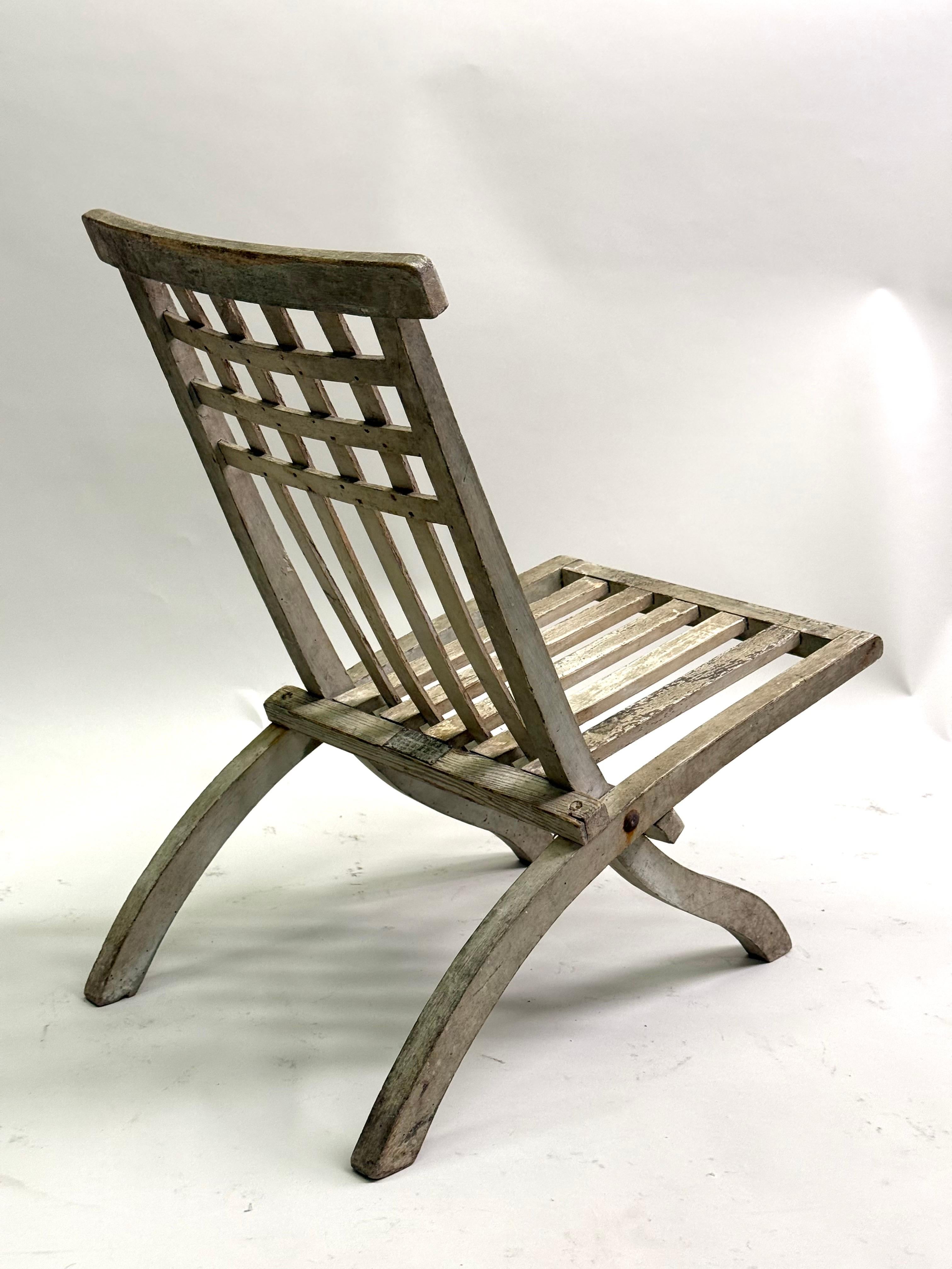 Early 20th Century Early French Mid-Century Modern Folding Lounge Chair by Robert Mallet-Stevens For Sale