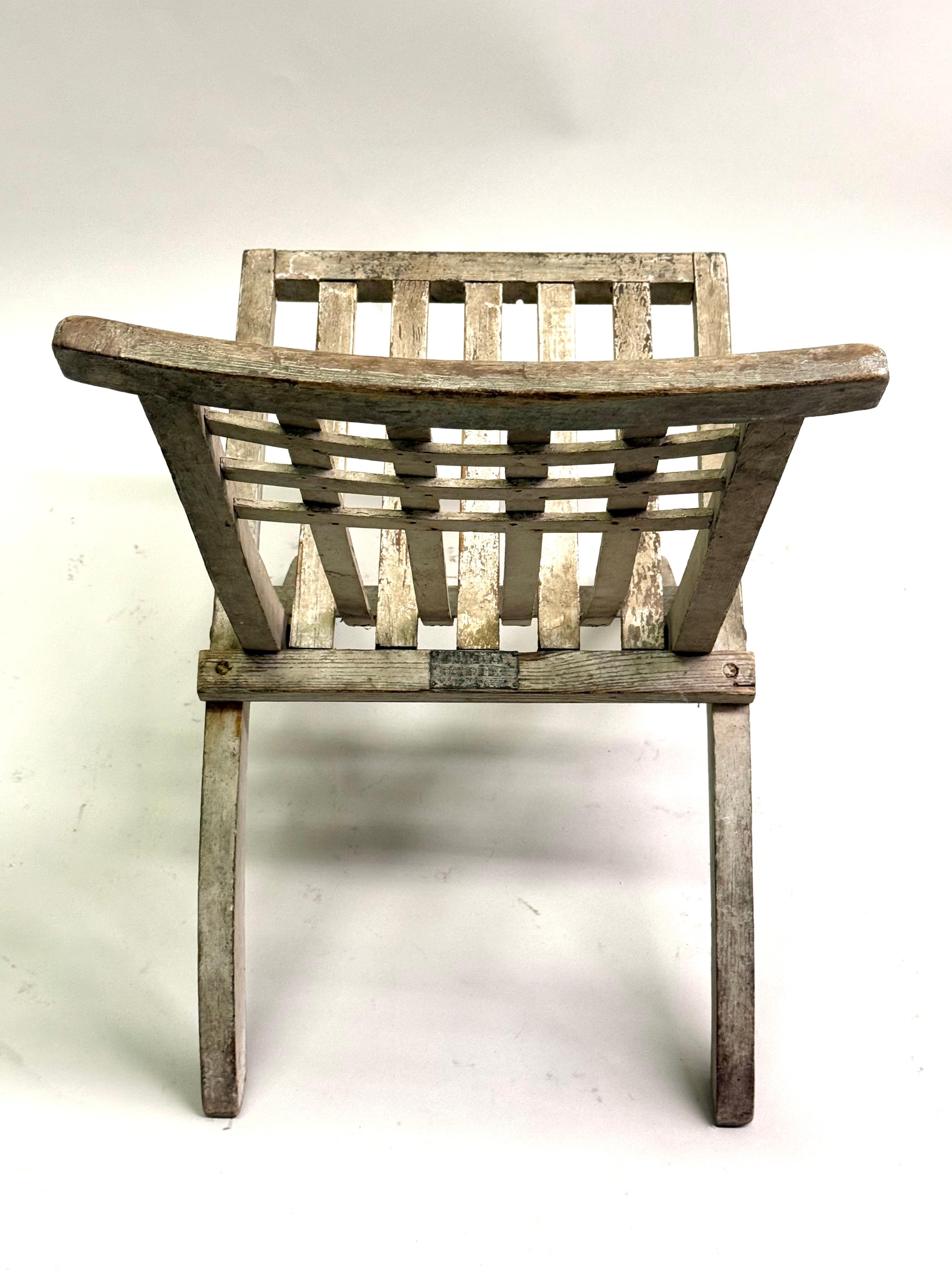 Beech Early French Mid-Century Modern Folding Lounge Chair by Robert Mallet-Stevens For Sale
