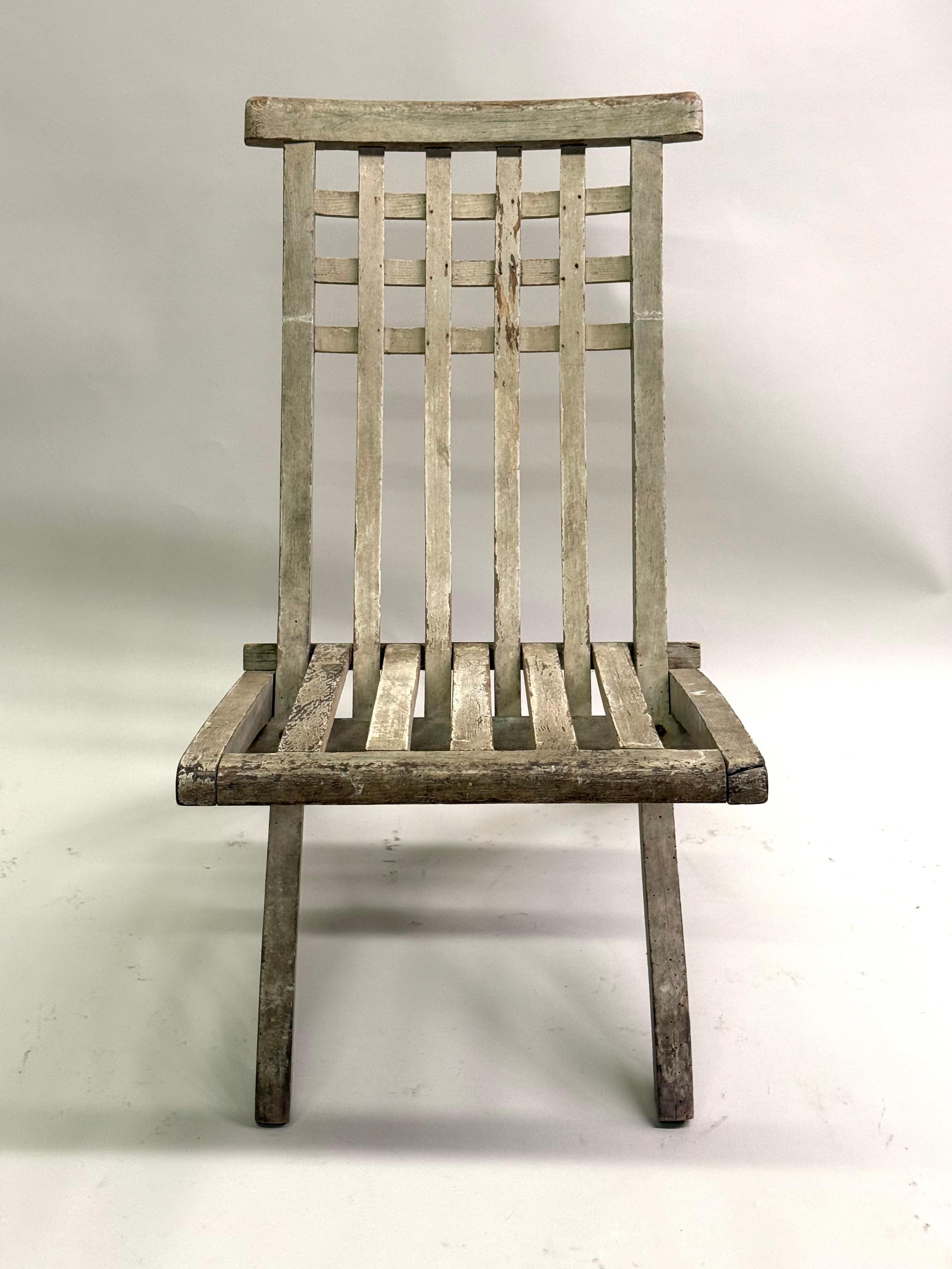 Early French Mid-Century Modern Folding Lounge Chair by Robert Mallet-Stevens For Sale 1