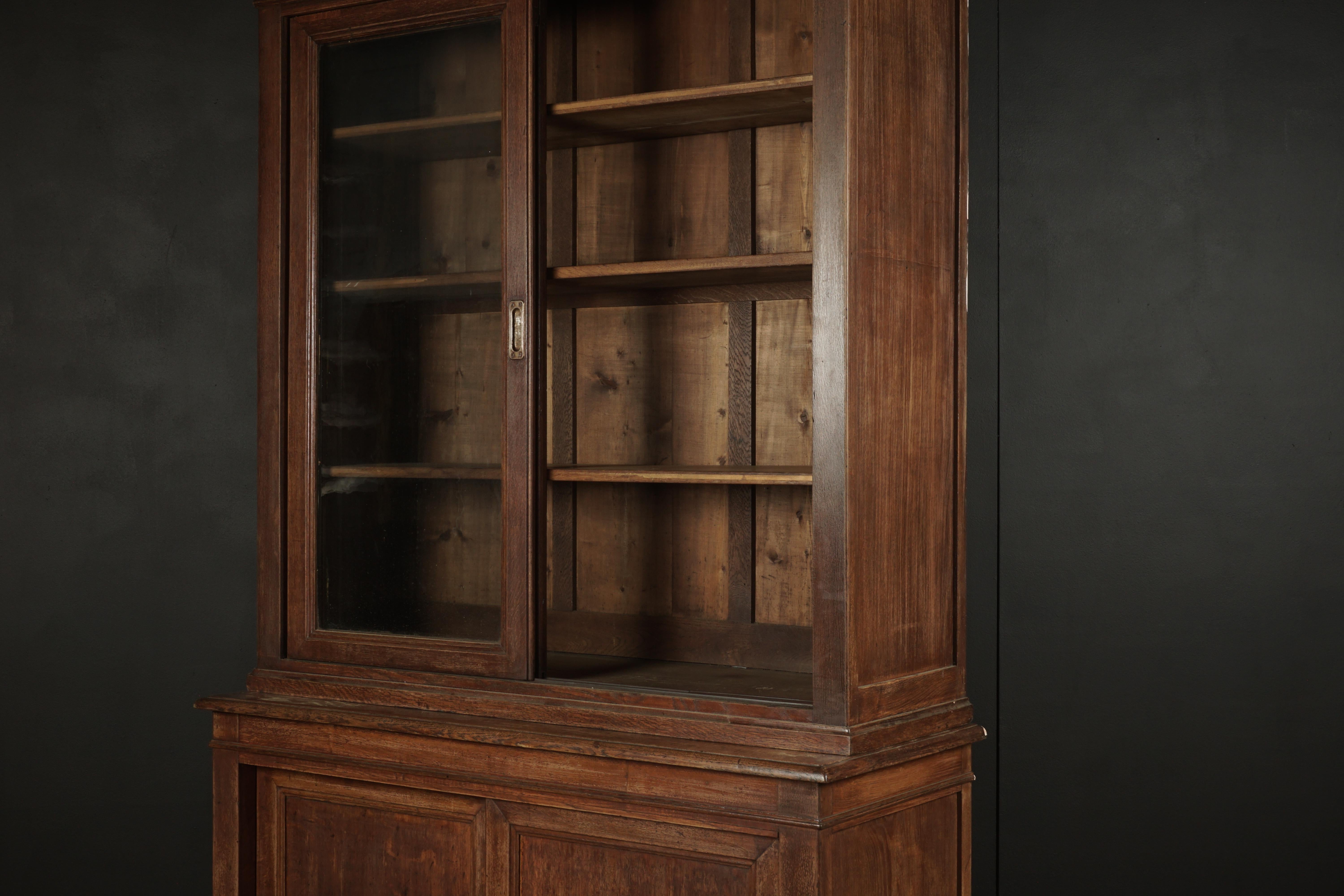 European Early French Oak Cabinet with Sliding Doors, circa 1920