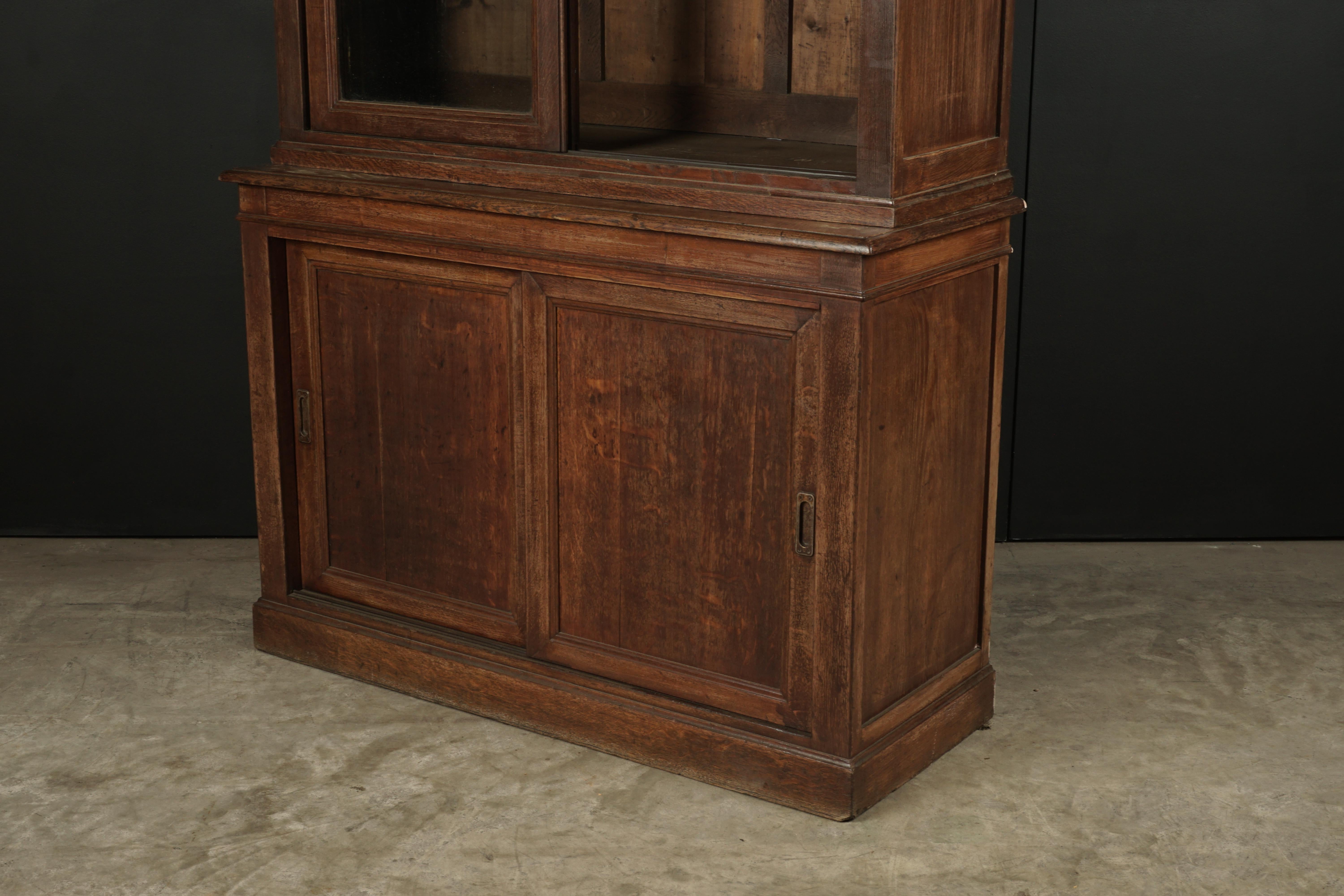 Early French Oak Cabinet with Sliding Doors, circa 1920 In Good Condition In Nashville, TN