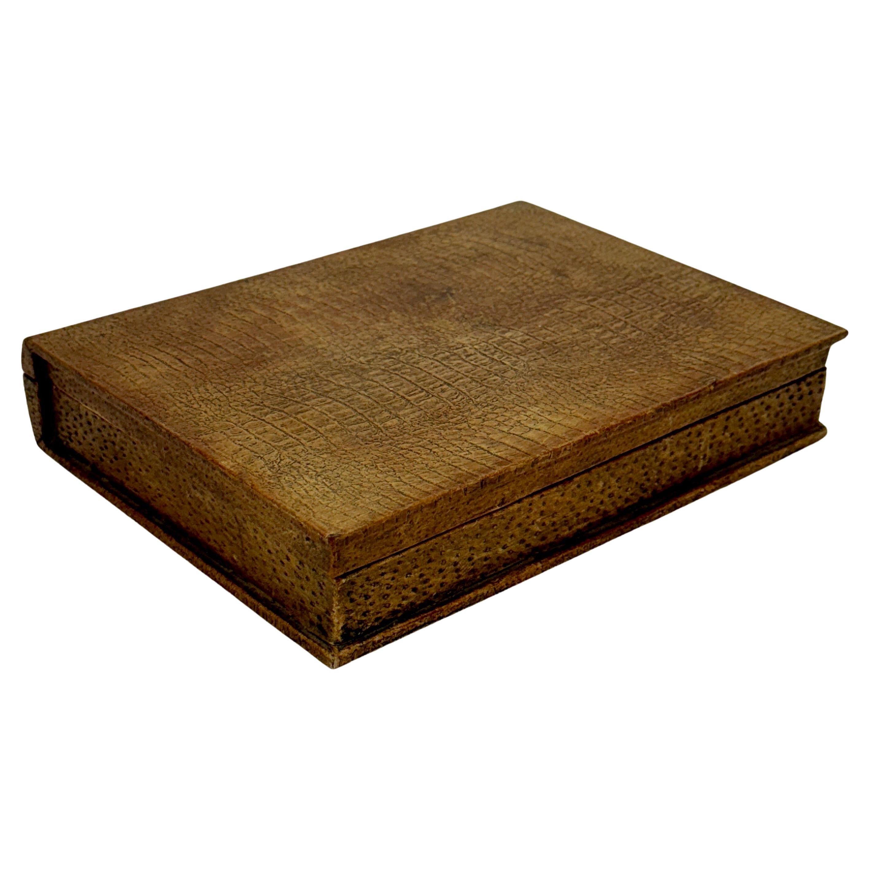 Early French Rectangular Alligator Jewelry Box For Sale