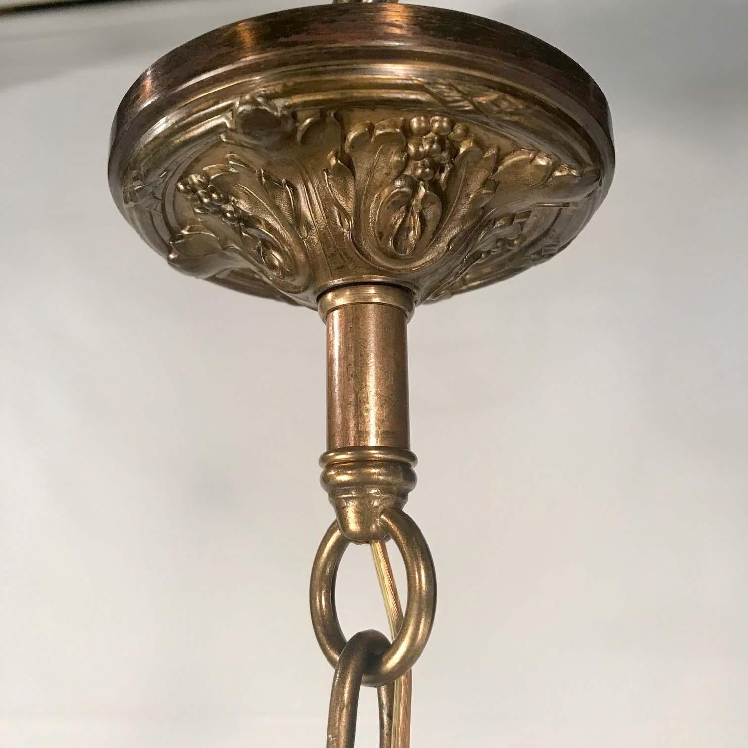 Early French Six-Light Bronze Chandelier For Sale 7