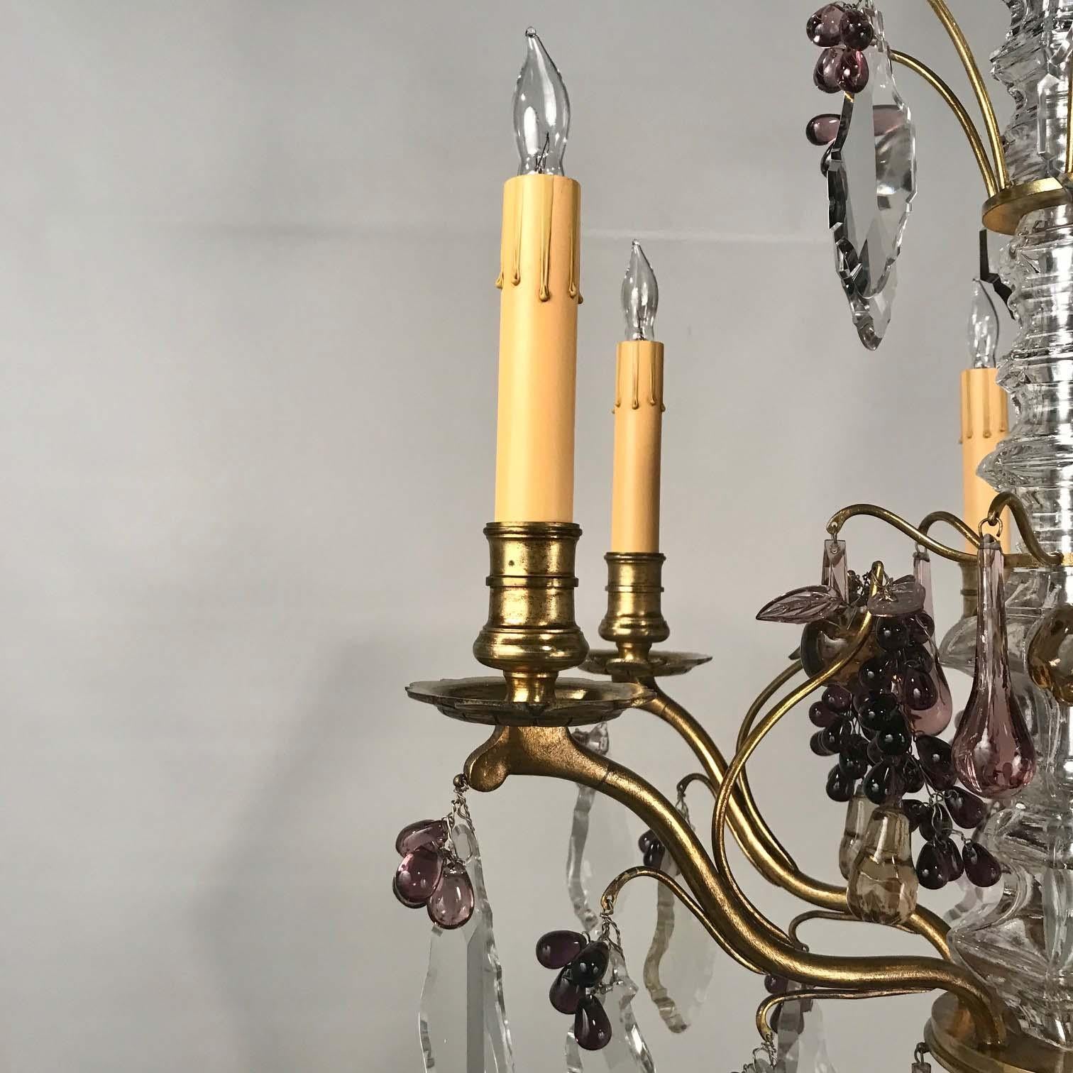 Hand-Crafted Early French Six-Light Bronze Chandelier For Sale