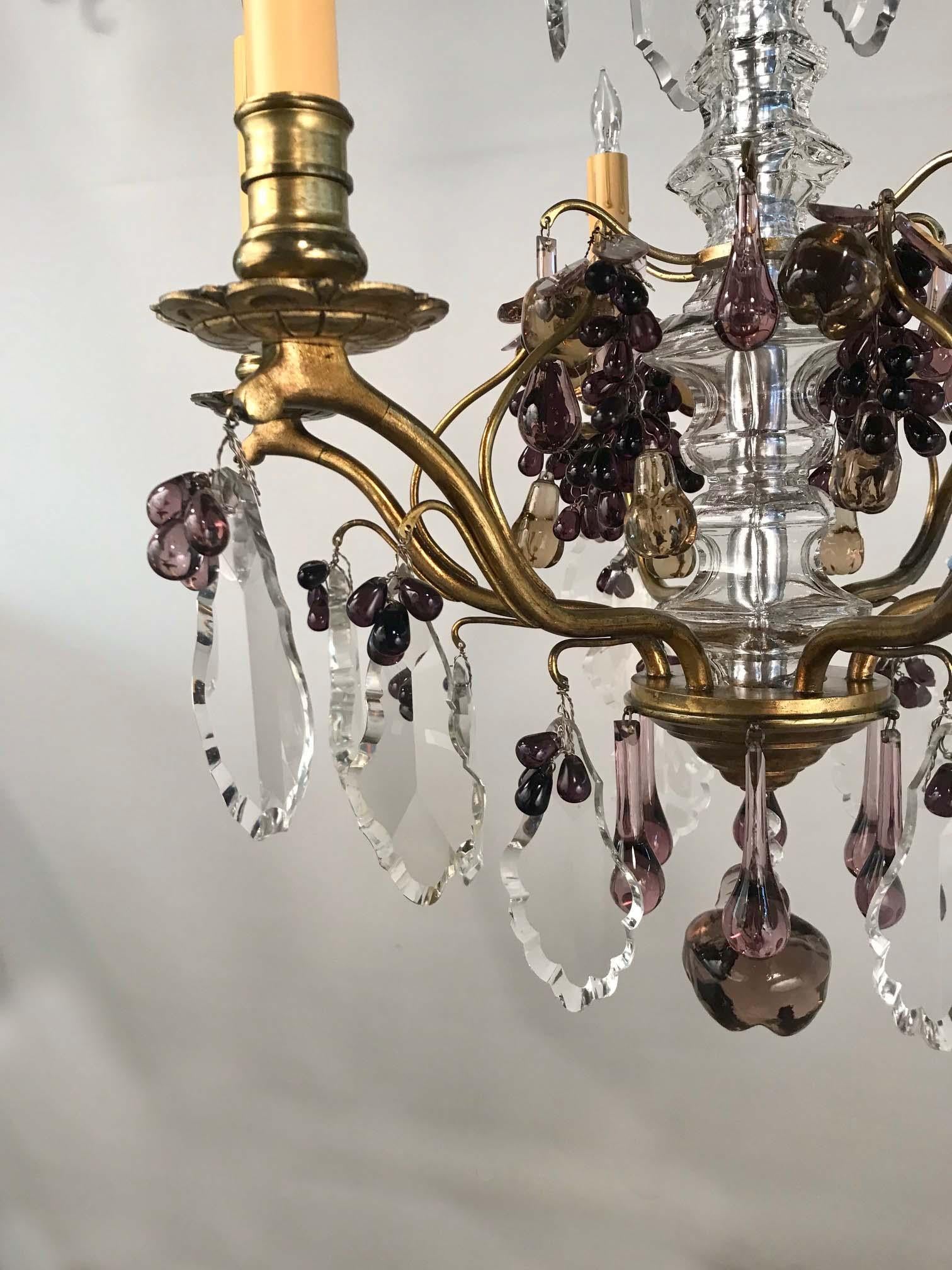 19th Century Early French Six-Light Bronze Chandelier For Sale