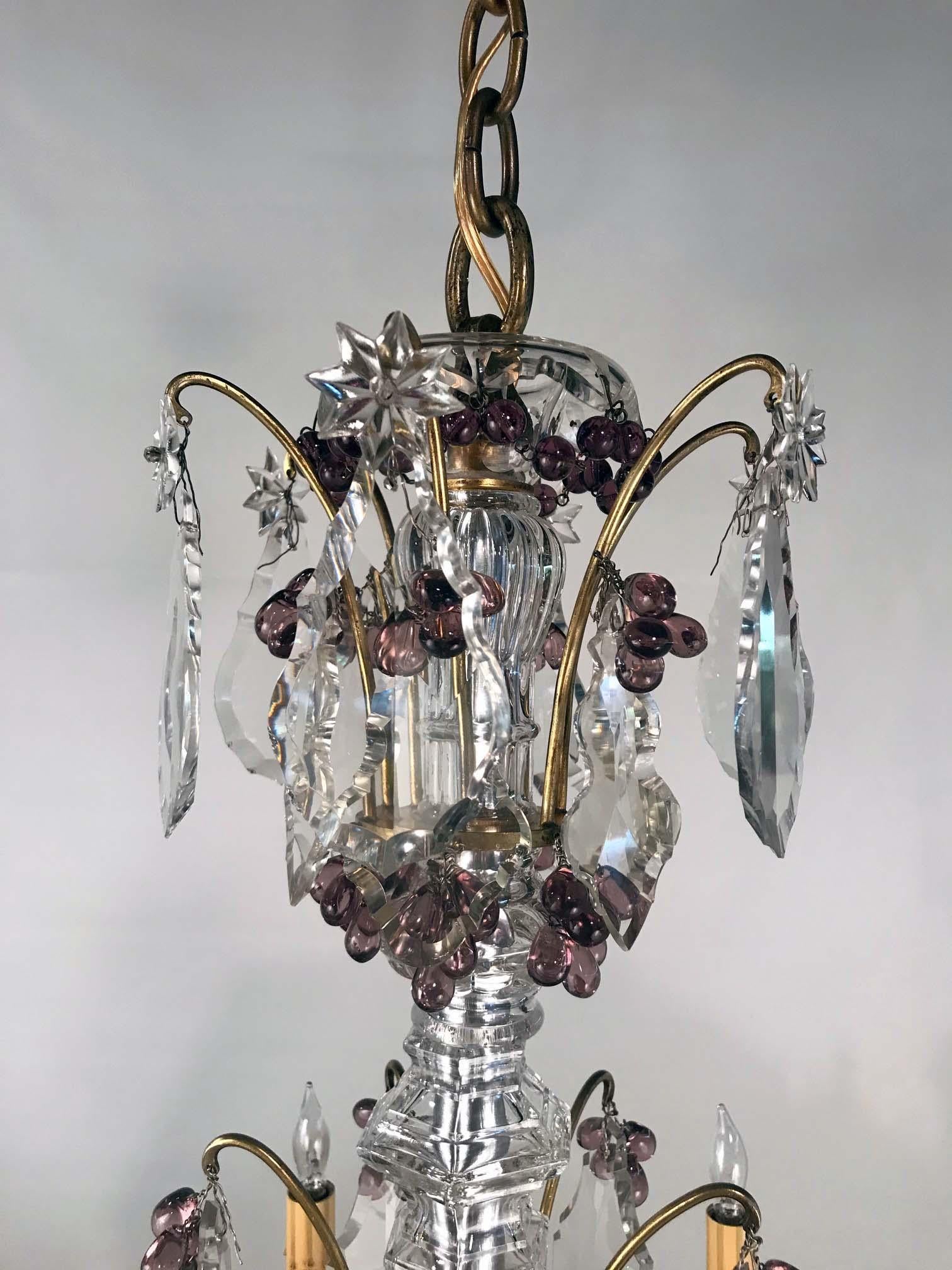 Ottone Lampadario francese a sei luci in bronzo in vendita