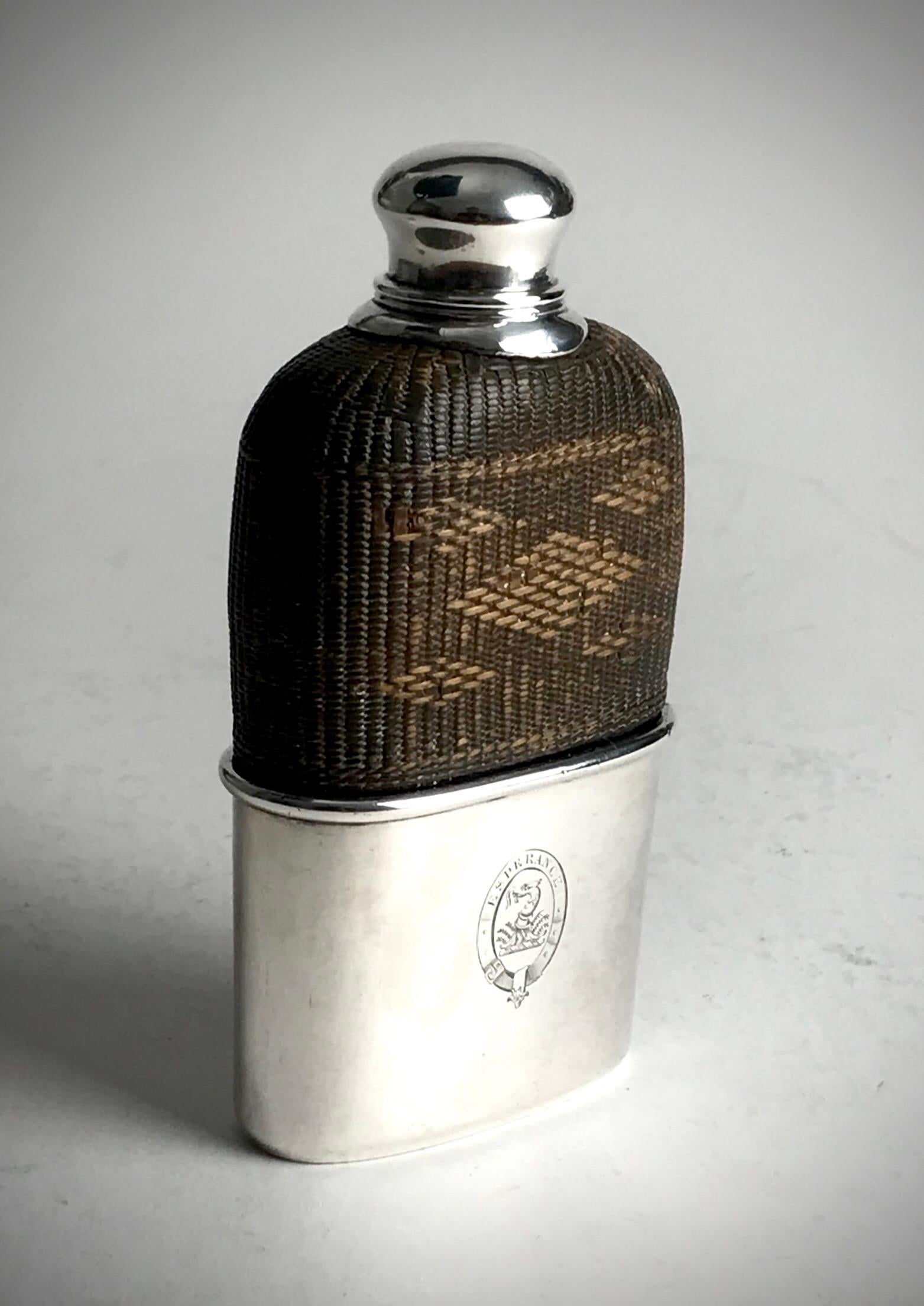 Early French Solid Silver Sterling Hip Flask 1835 Paris 3