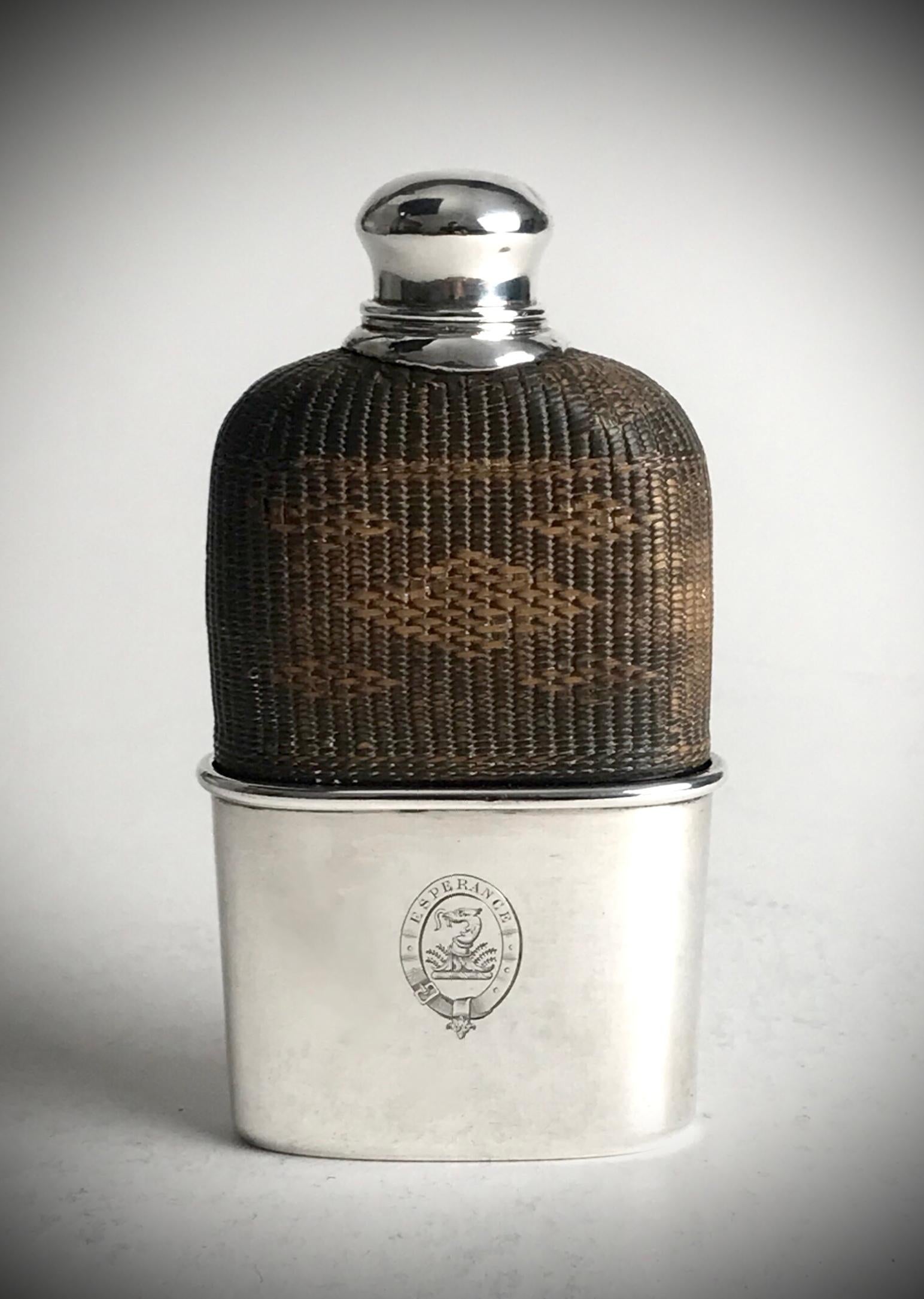 Early French Solid Silver Sterling Hip Flask 1835 Paris 2