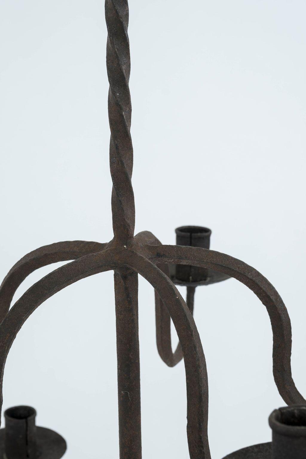 Early French Two-Tier Forged Iron Chandelier For Sale 2