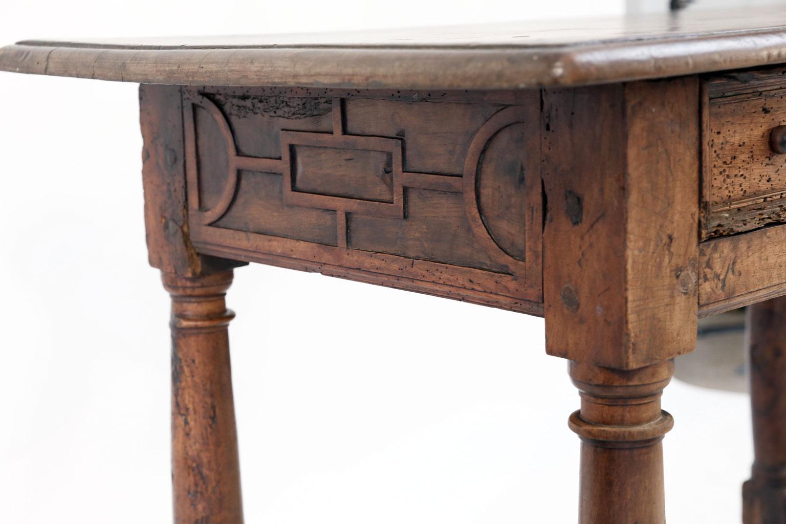 Hand-Carved Early French Walnut Table