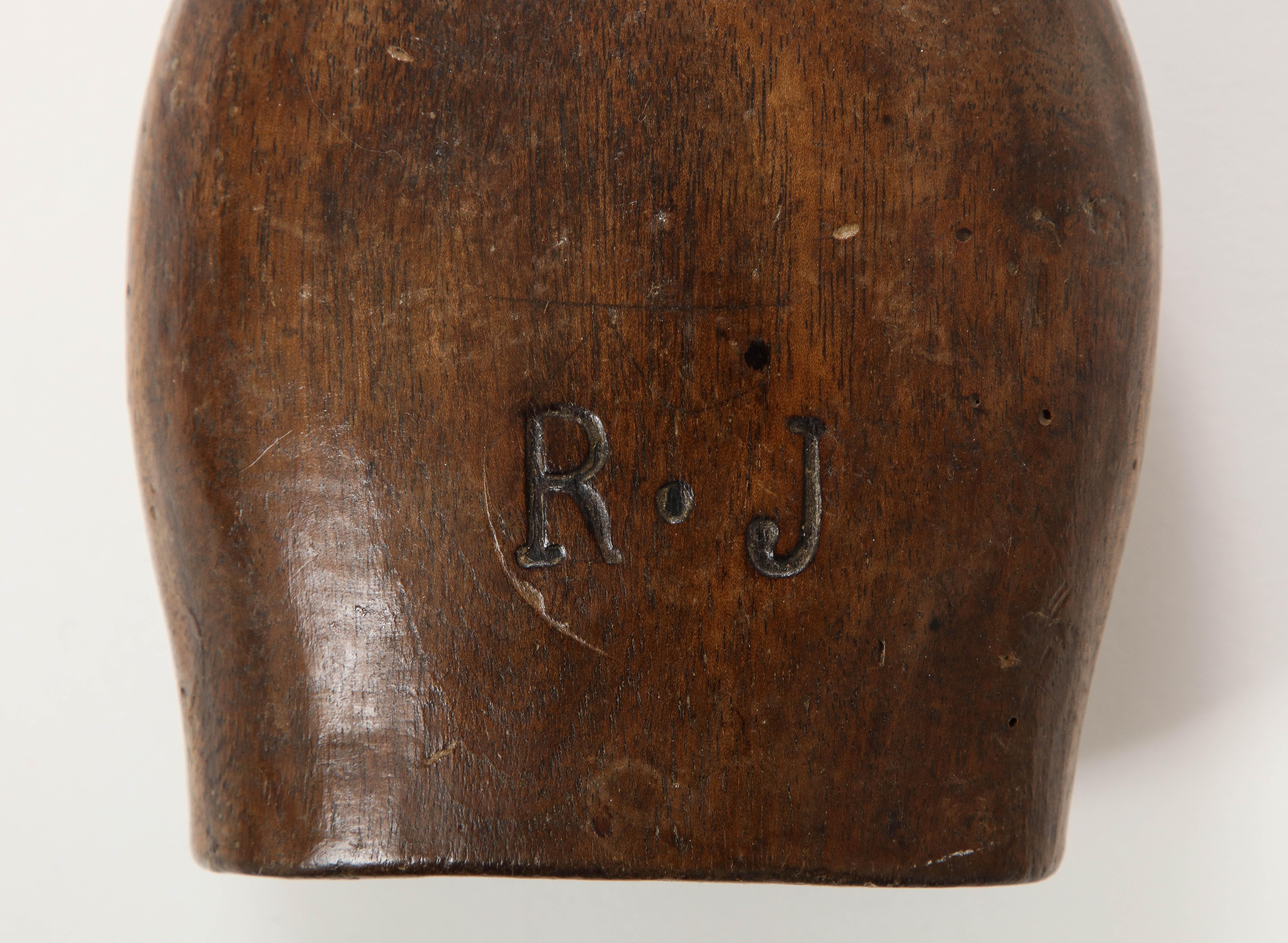 Early French Wooden Flask, France, c. 1750, Initials Carved on Side For Sale 7