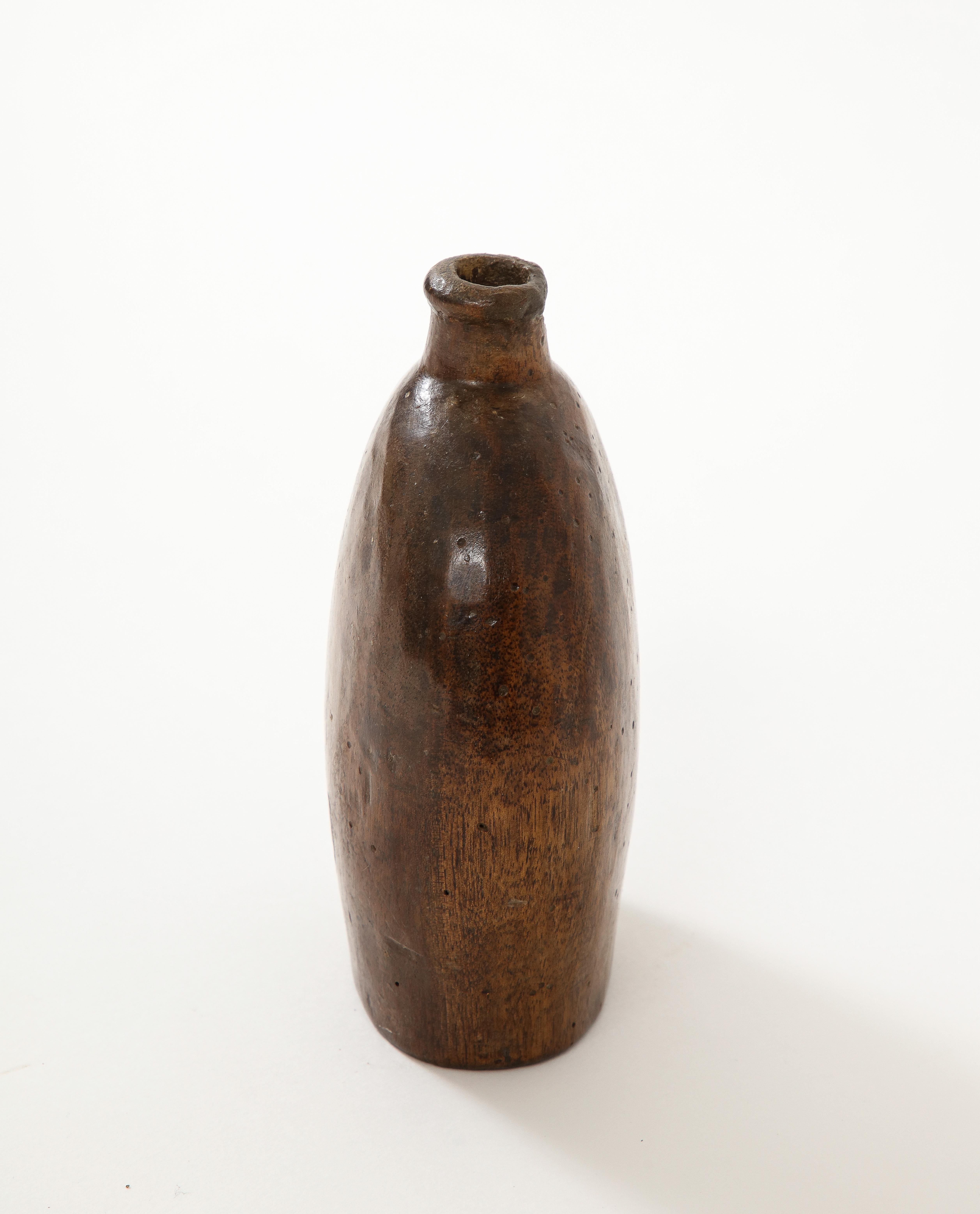 Early French Wooden Flask, France, c. 1750, Initials Carved on Side For Sale 3