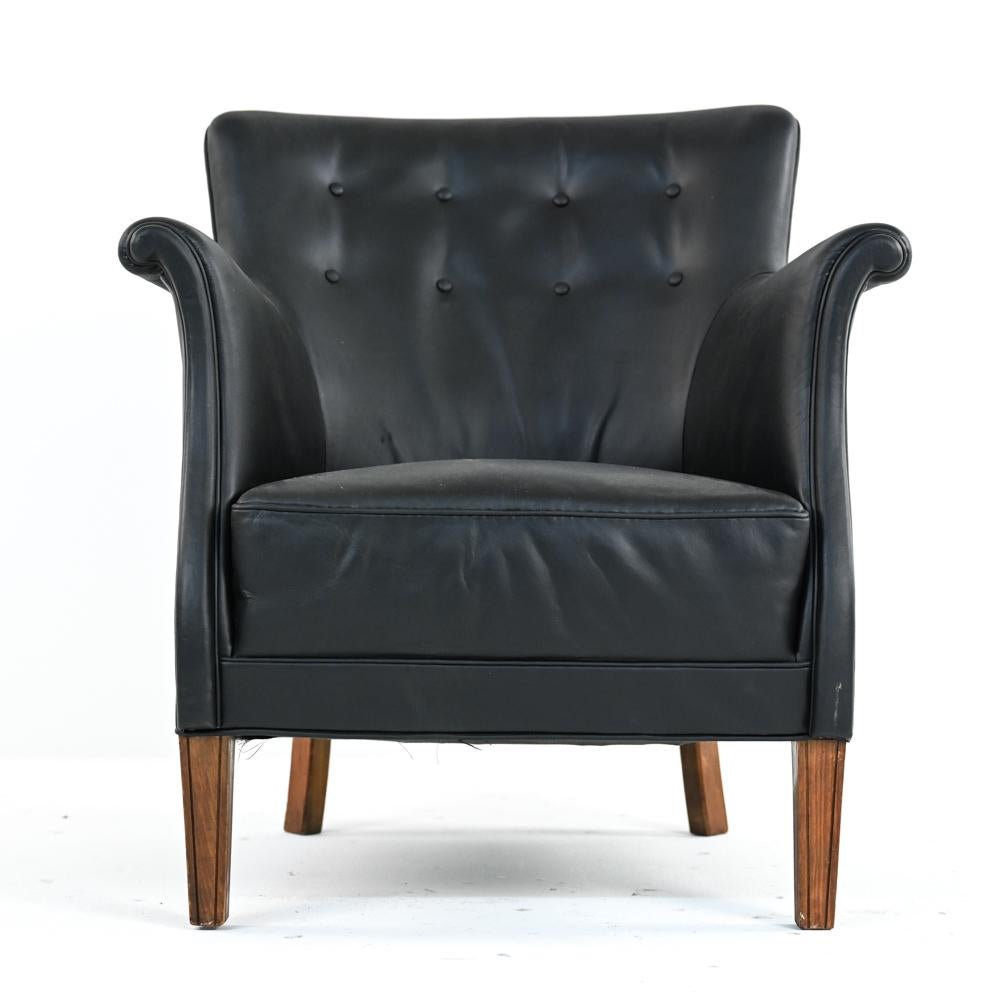 Mid-Century Modern Early Frits Henningsen Armchair With Original Patinated Leather For Sale