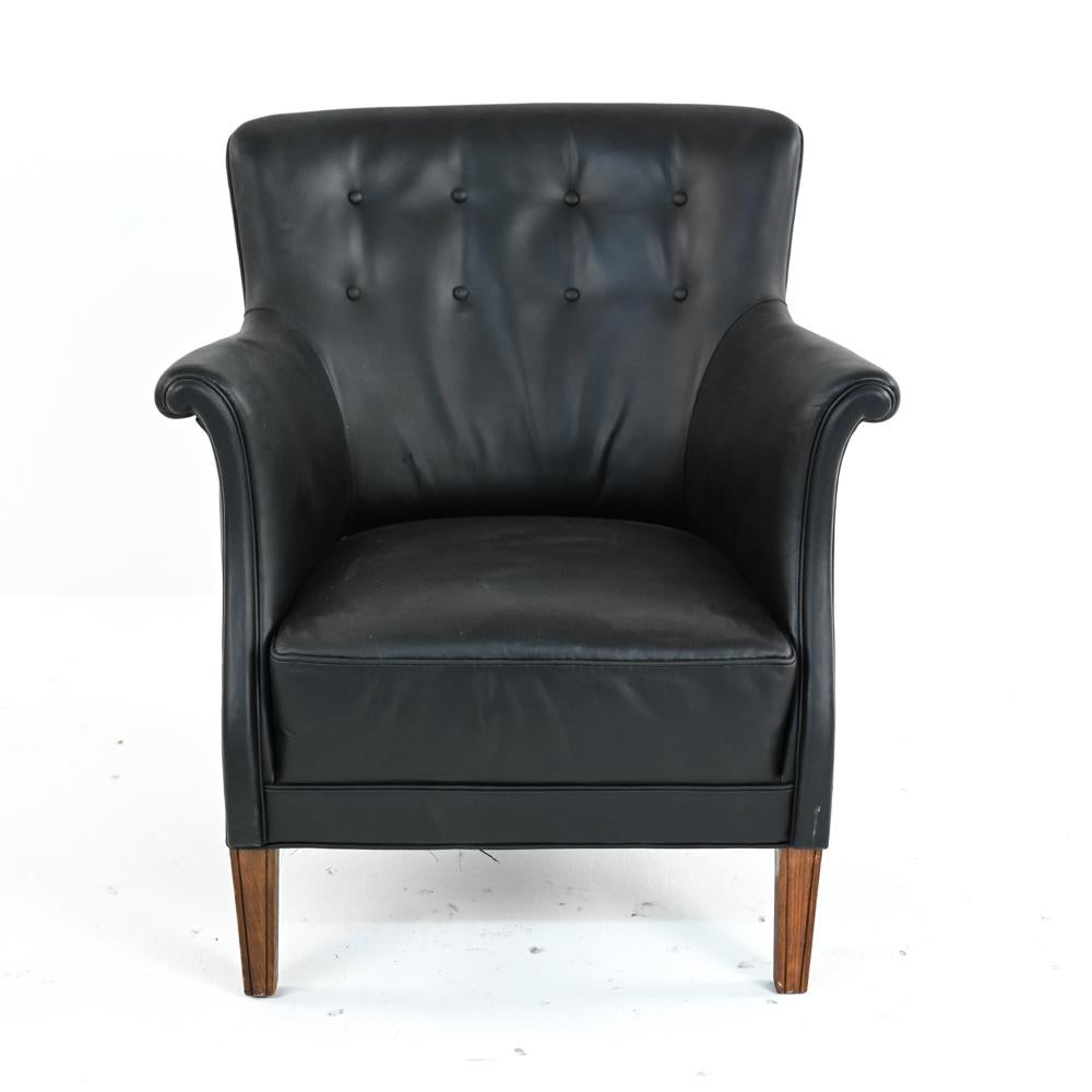 Scandinavian Early Frits Henningsen Armchair With Original Patinated Leather For Sale