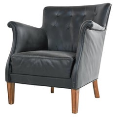 Early Frits Henningsen Armchair With Original Patinated Leather