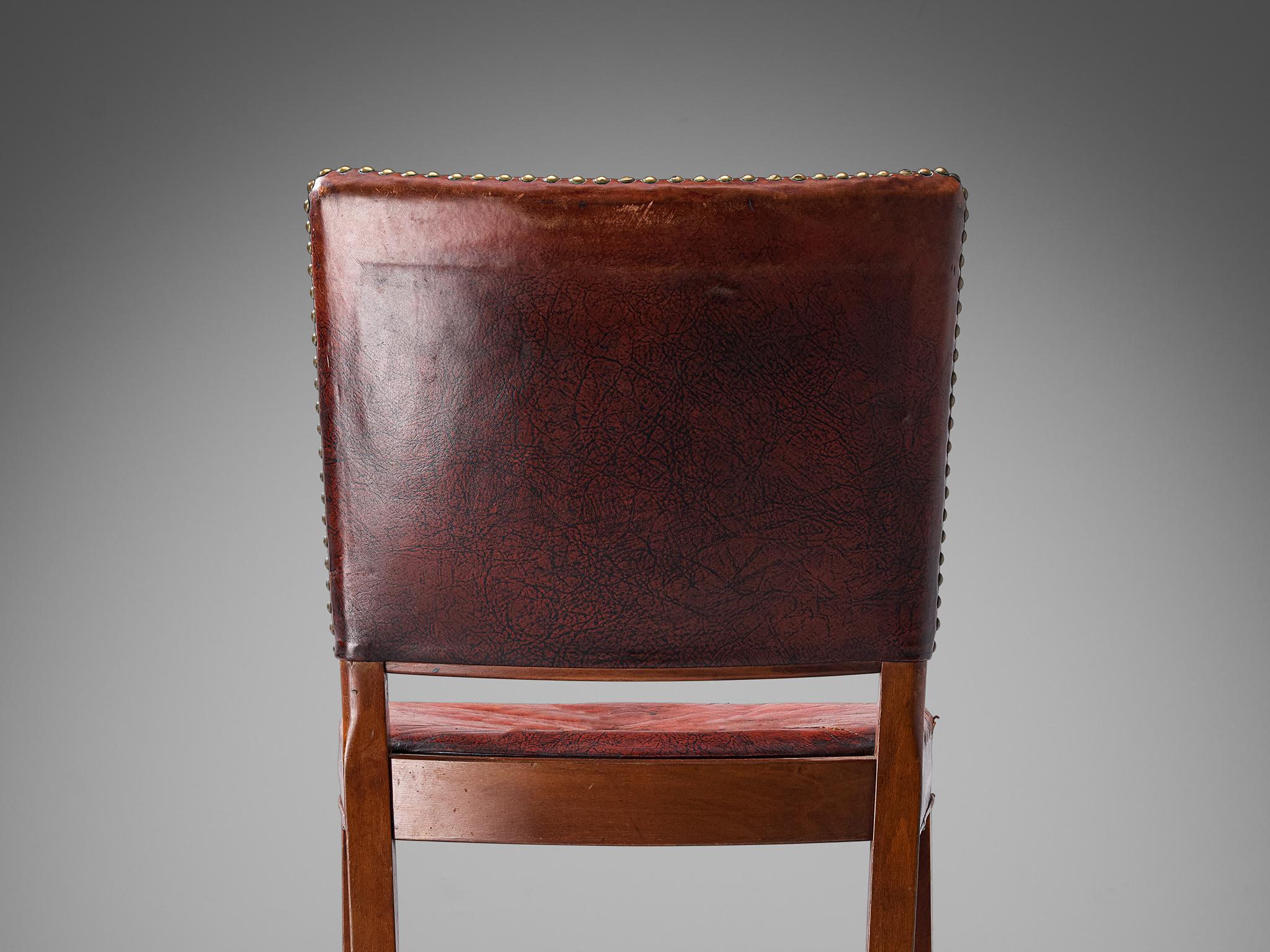 Early Fritz Hansen Dining Chair in Original Patinated Leather For Sale 2