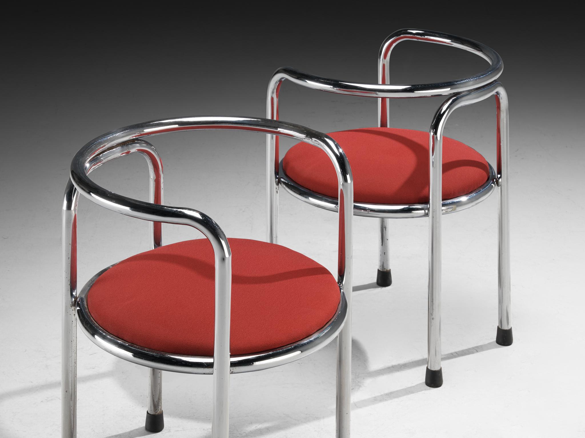 Mid-Century Modern Early Gae Aulenti 'Locus Solus' Tubular Armchairs in Steel For Sale