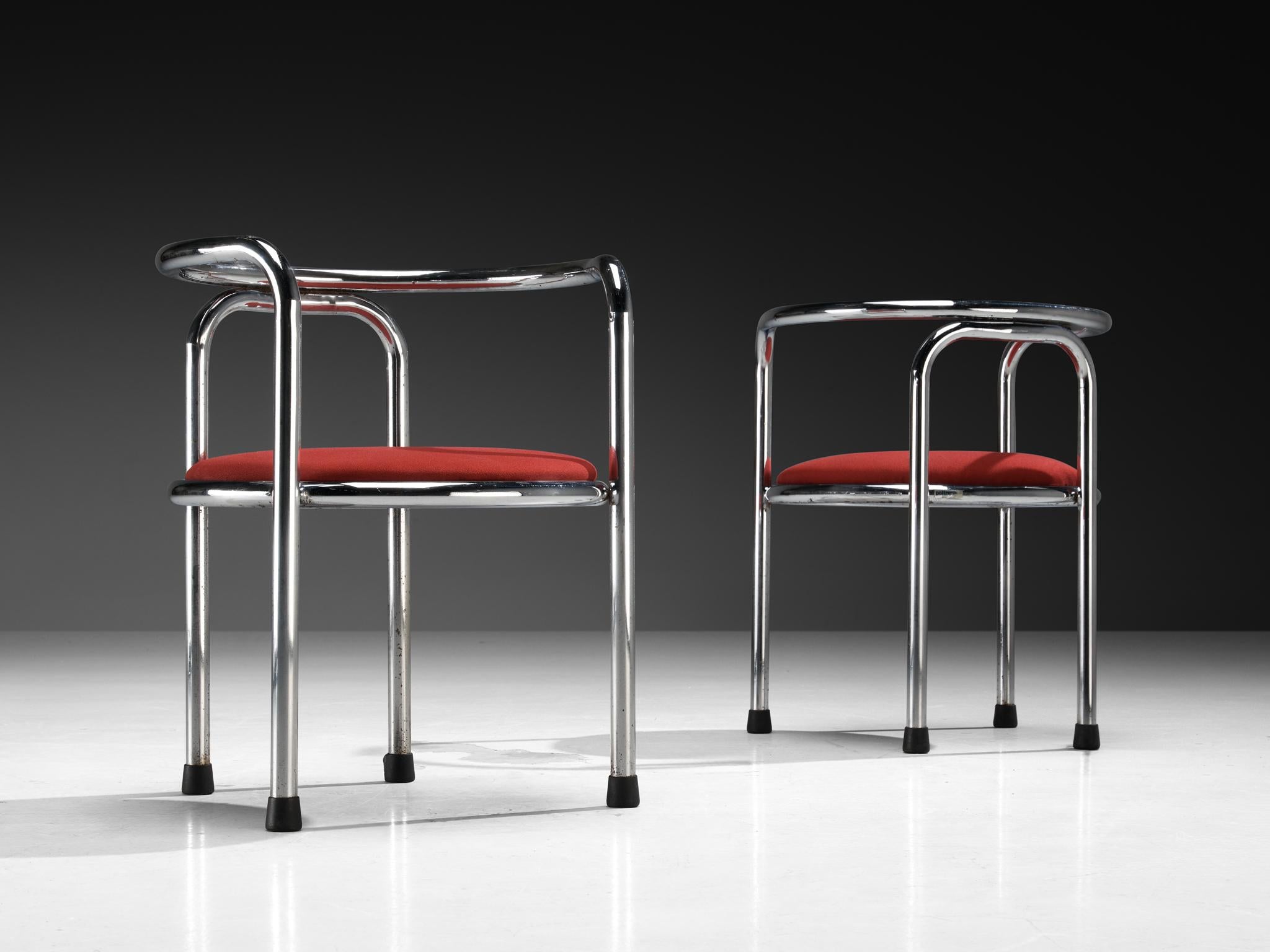 Italian Early Gae Aulenti 'Locus Solus' Tubular Armchairs in Steel For Sale