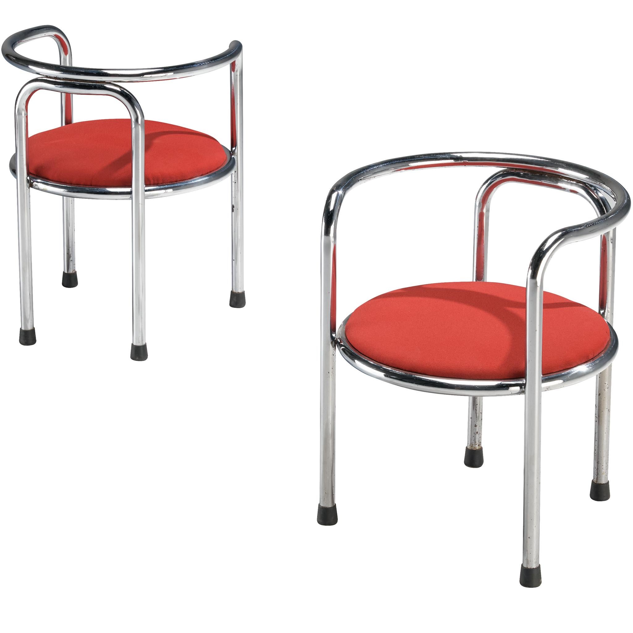 Early Gae Aulenti 'Locus Solus' Tubular Armchairs in Steel For Sale