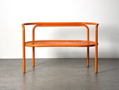 Frühe Gae Aulenti Locus Solus Orange Stahlrohr Gartenbank Loveseat 1960s