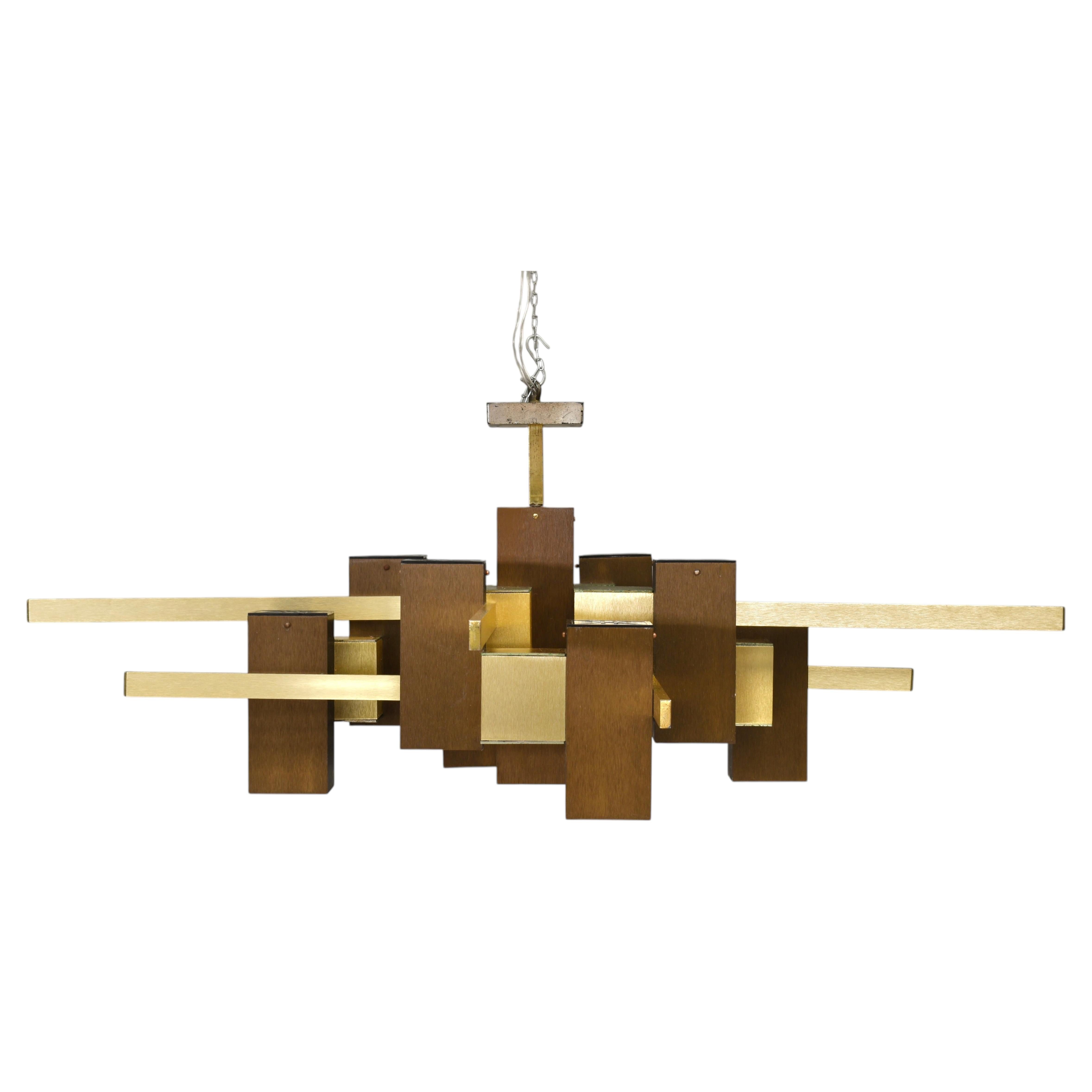 Früher Pendelleuchter von Gaetano Sciolari aus Messing – Italien, 1960–70 im Angebot