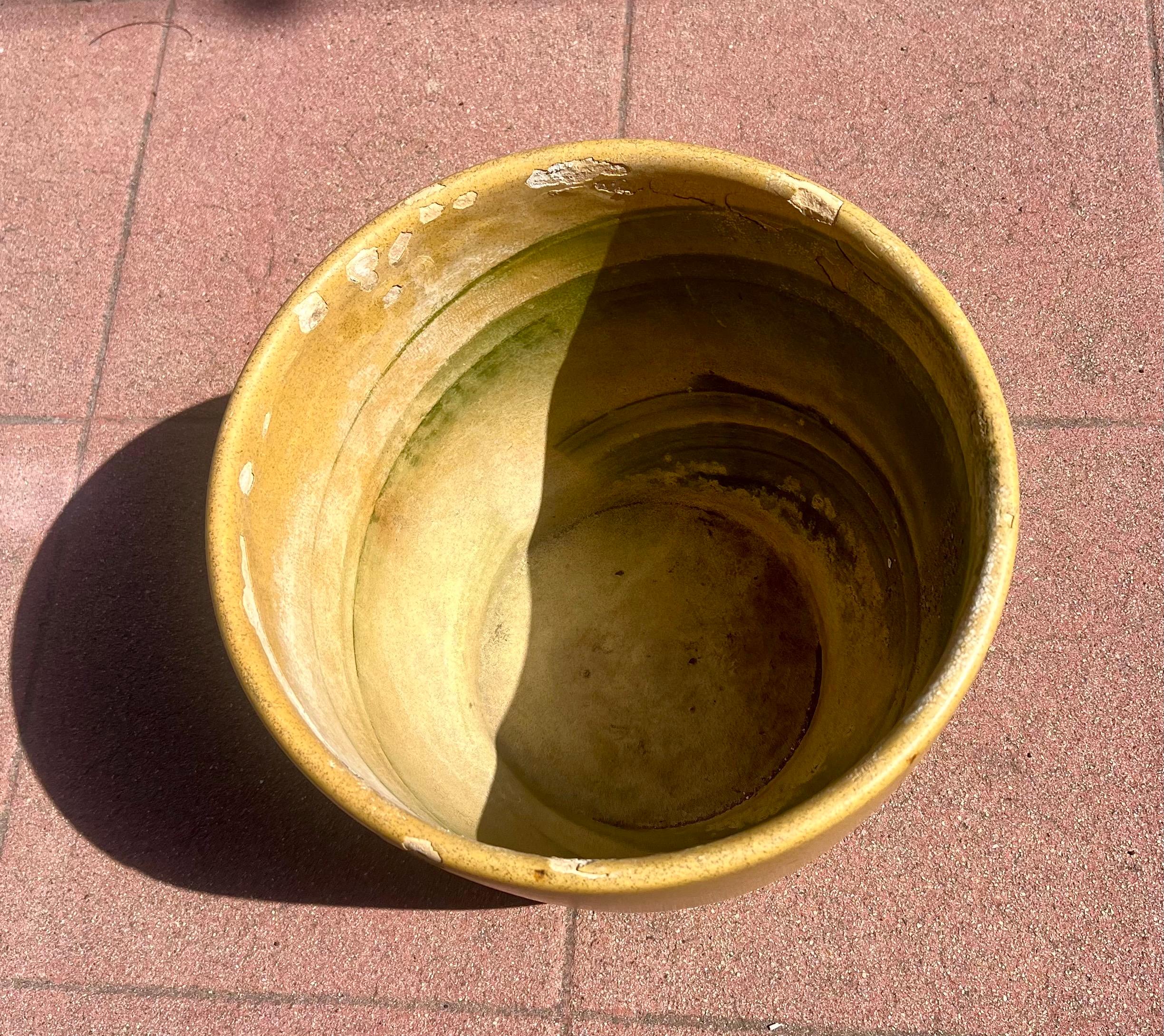 Ceramic Early Gainey Large Mustard California Mid Century Modern Planter Pot For Sale