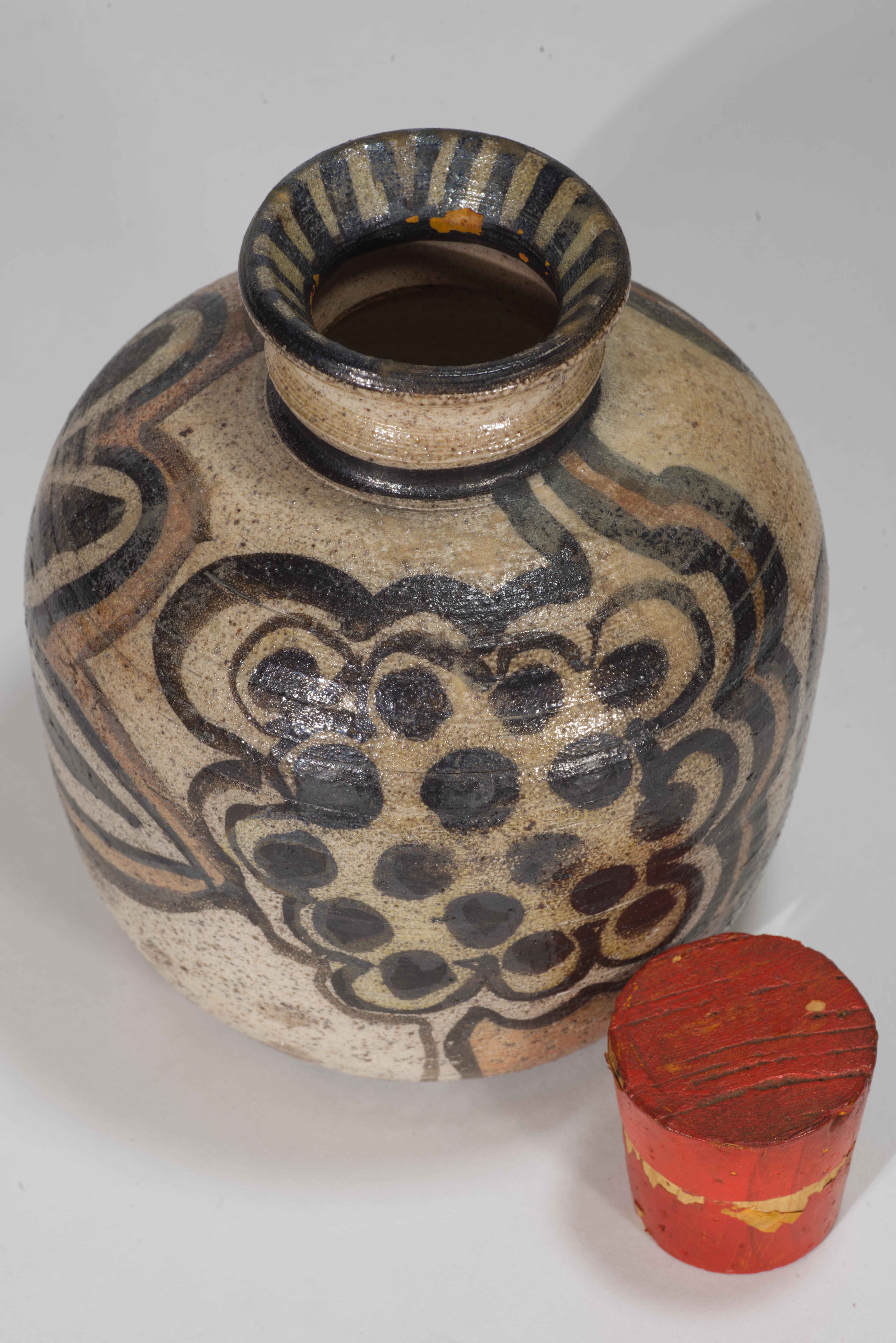 Smaltato Vaso in ceramica di Gary McCloy con tappo in legno, firmato, 1967 in vendita