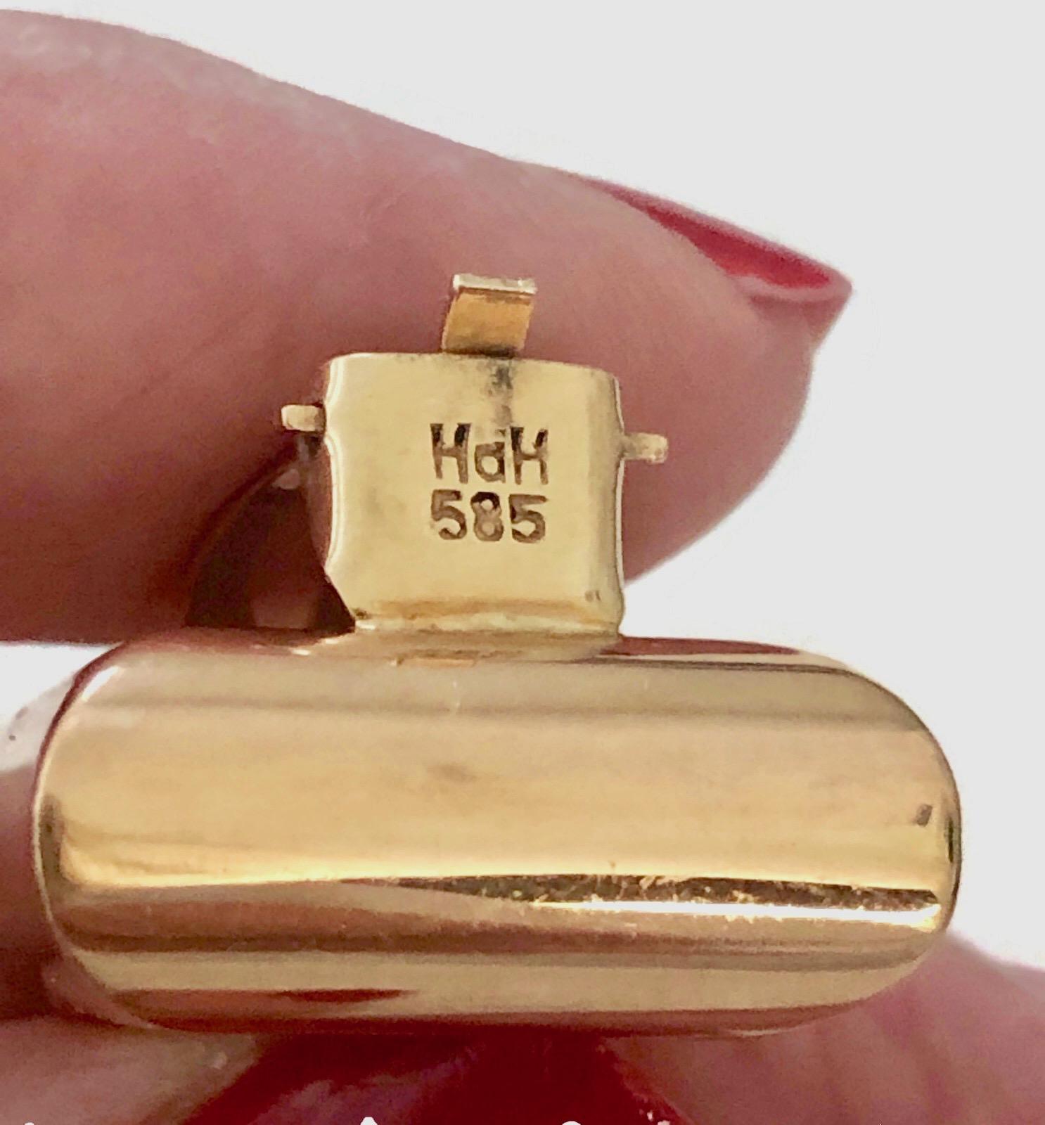 Early Georg Jensen 14K Yellow Gold Clip-On Earrings Designed by Hah, Very Rare In Good Condition For Sale In New York, NY