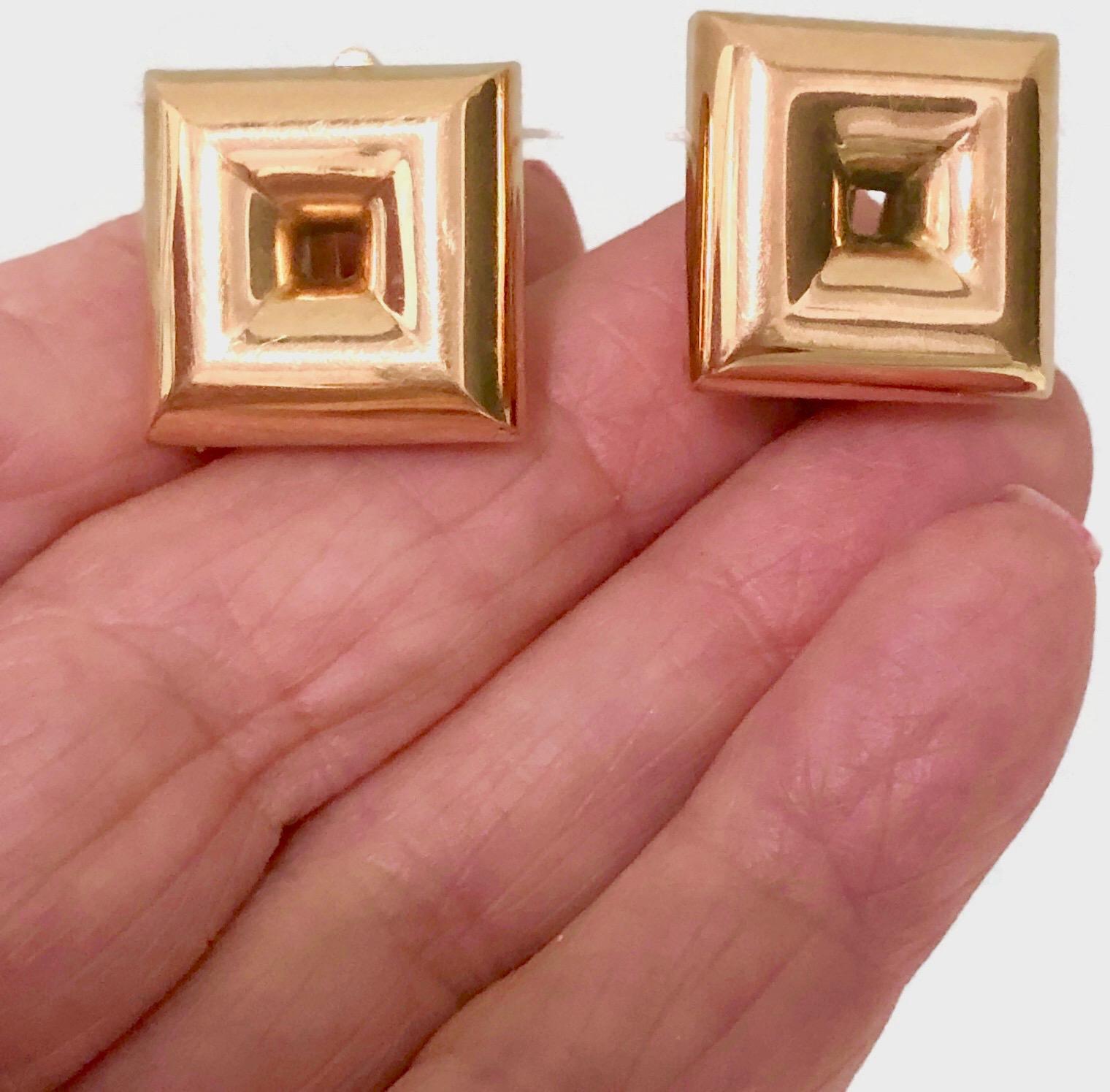 Women's Early Georg Jensen 14K Yellow Gold Clip-On Earrings Designed by Hah, Very Rare For Sale